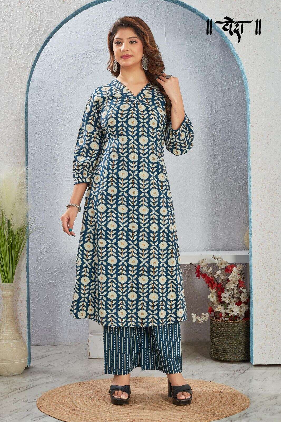 VOL-8 BY VEDA IN FANCY FABRIC WITH ONE SIDE POCKET CO-ORD KURTI SET 