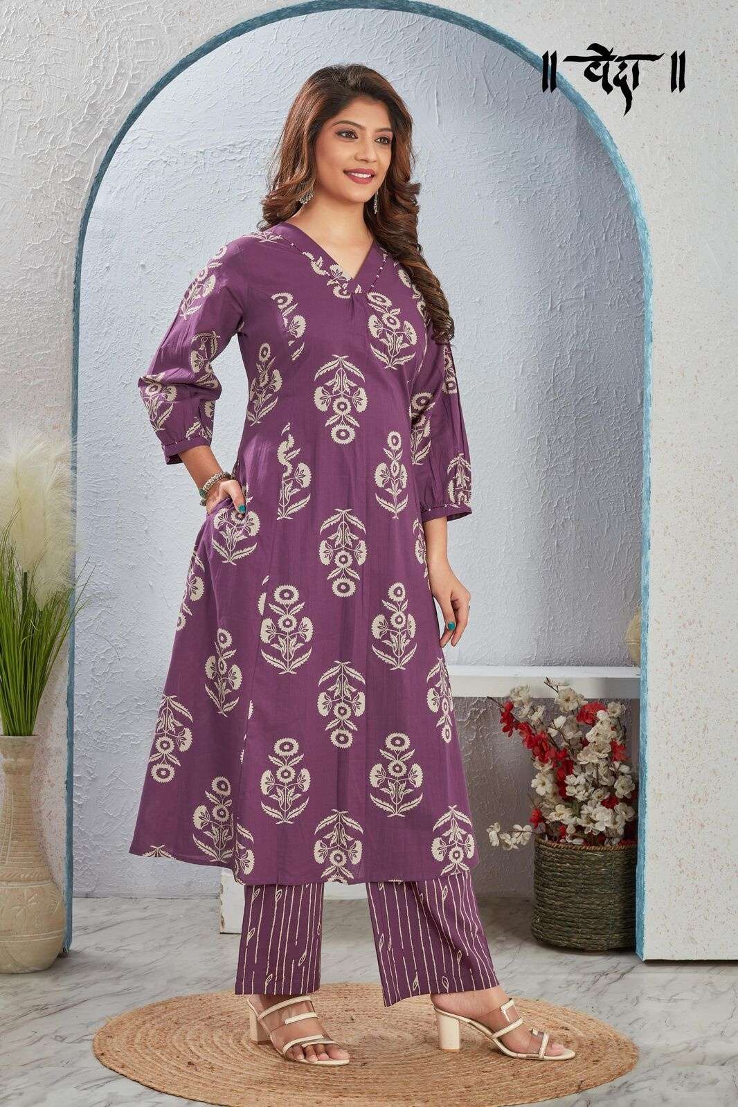 VOL-8 BY VEDA IN FANCY FABRIC WITH ONE SIDE POCKET CO-ORD KURTI SET 