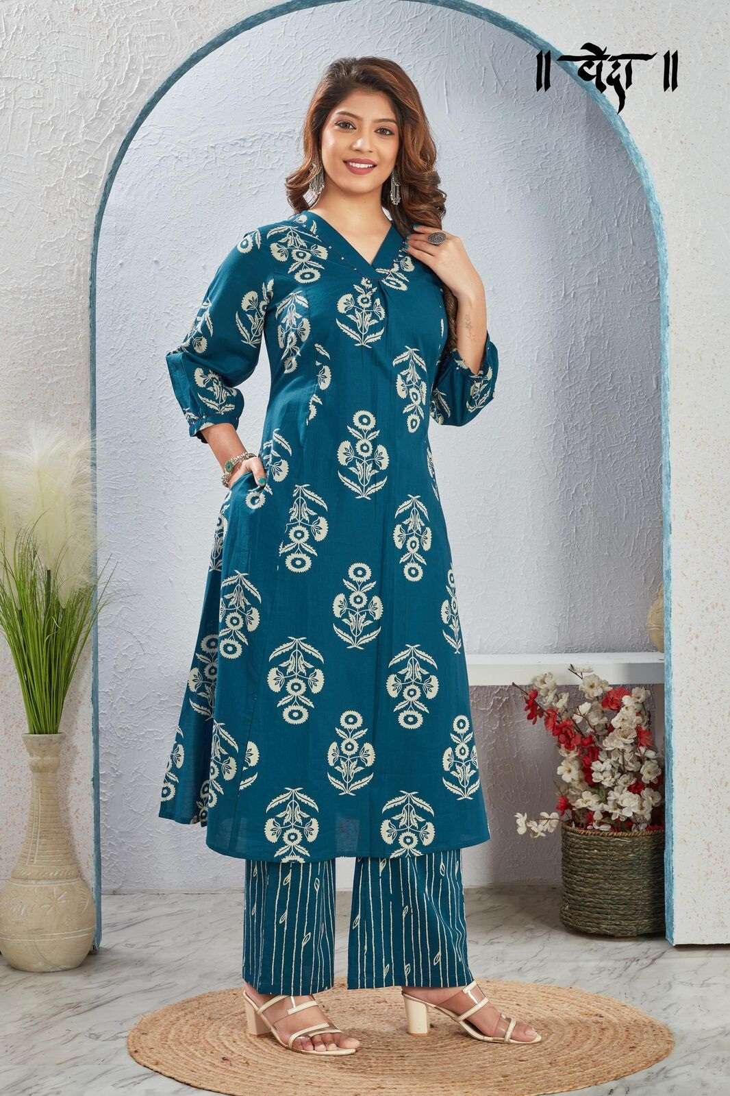 VOL-8 BY VEDA IN FANCY FABRIC WITH ONE SIDE POCKET CO-ORD KURTI SET 