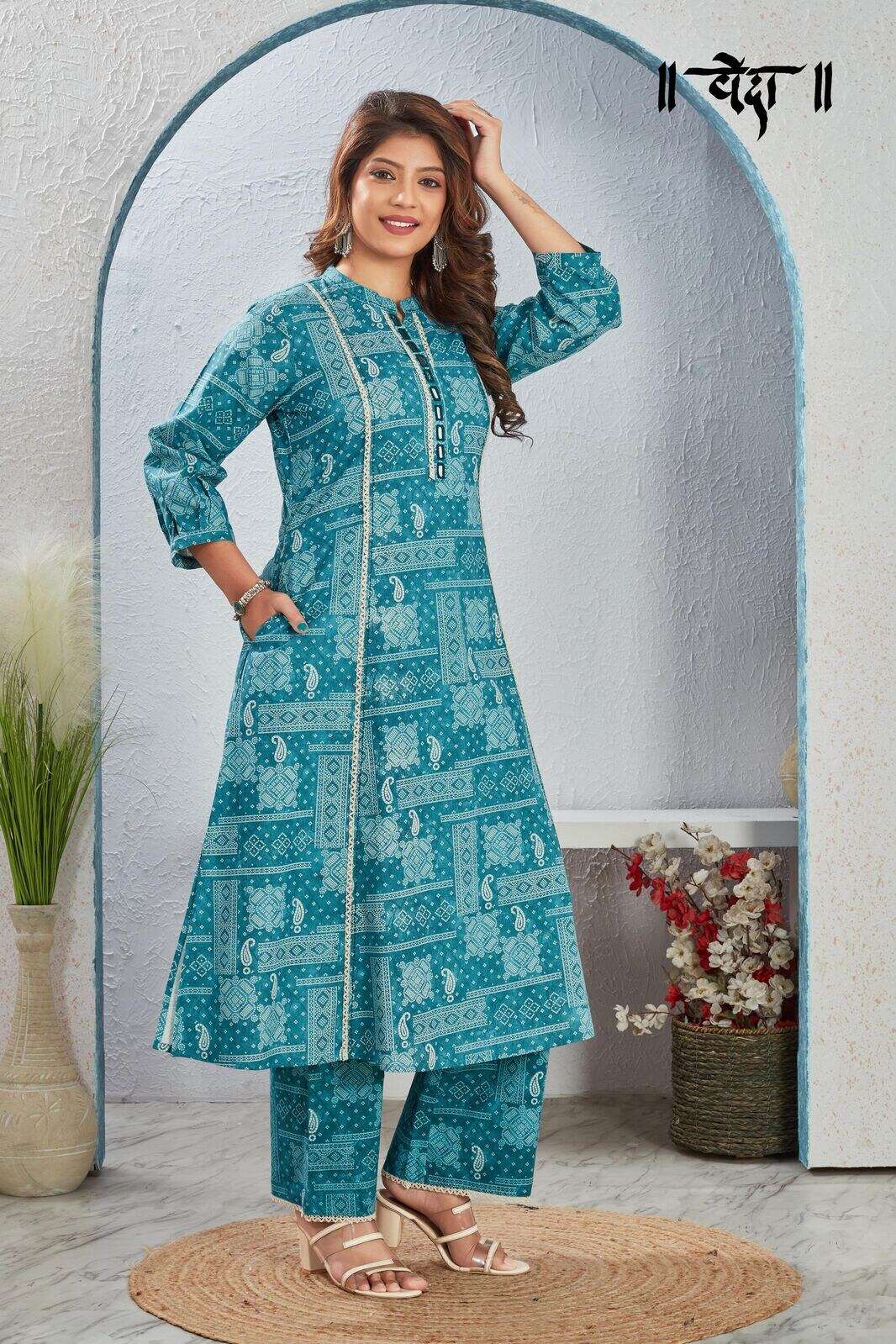 VOL-8 BY VEDA IN FANCY FABRIC WITH ONE SIDE POCKET CO-ORD KURTI SET 