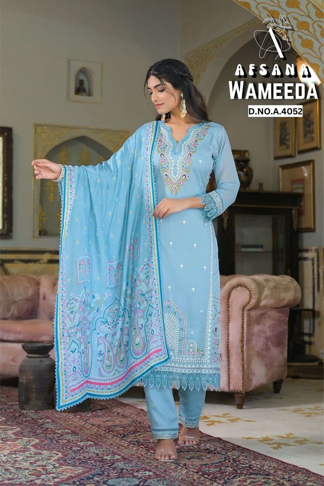 WAMEEDA BY AFSANA IN STAR GEORGETTE WITH EMBROIDERY WORK WITH GPO LACE 