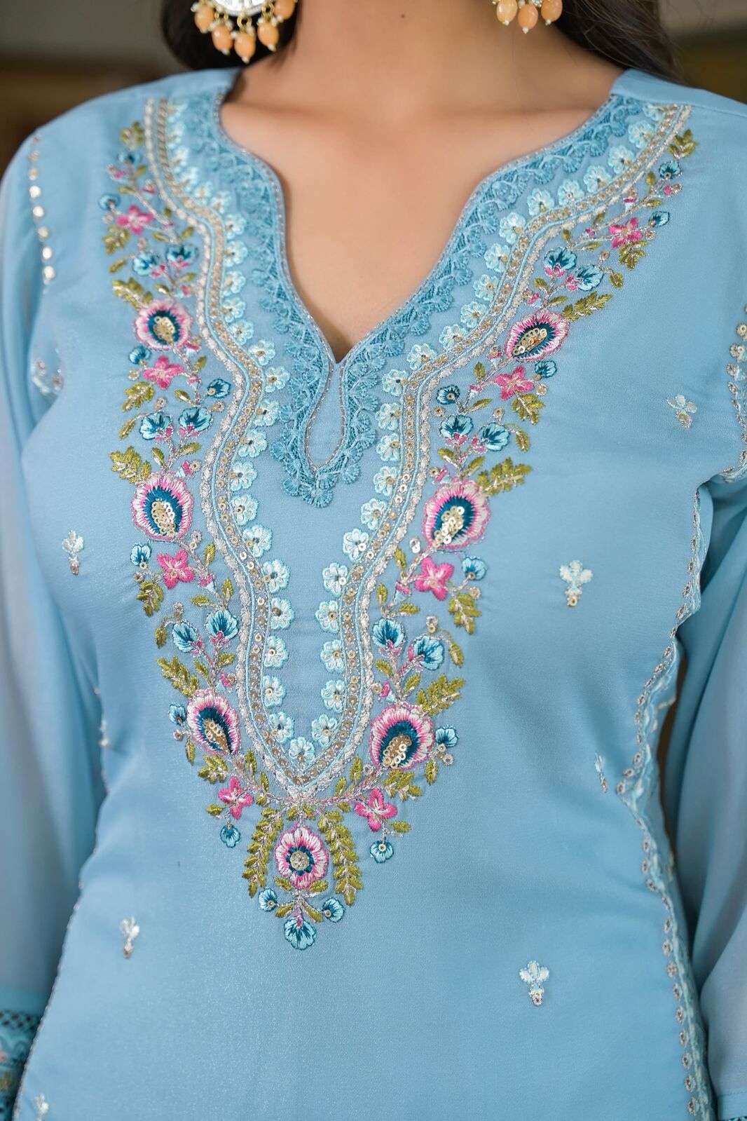 WAMEEDA BY AFSANA IN STAR GEORGETTE WITH EMBROIDERY WORK WITH GPO LACE 