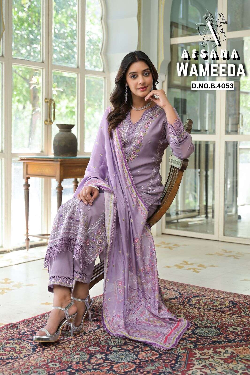 WAMEEDA BY AFSANA IN STAR GEORGETTE WITH EMBROIDERY WORK WITH GPO LACE 