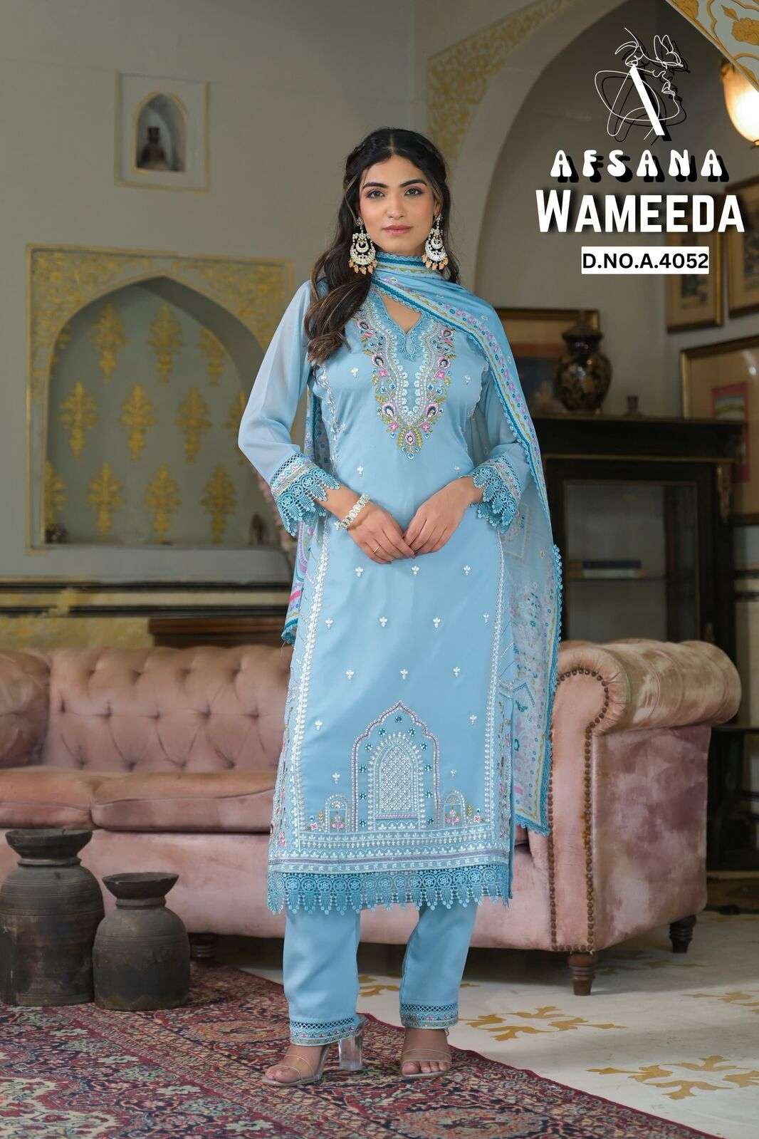 WAMEEDA BY AFSANA IN STAR GEORGETTE WITH EMBROIDERY WORK WITH GPO LACE 
