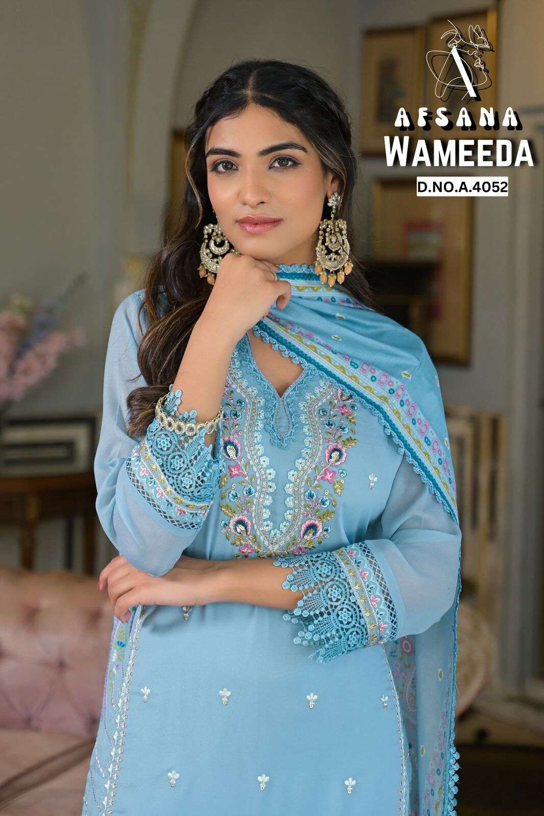 WAMEEDA BY AFSANA IN STAR GEORGETTE WITH EMBROIDERY WORK WITH GPO LACE 
