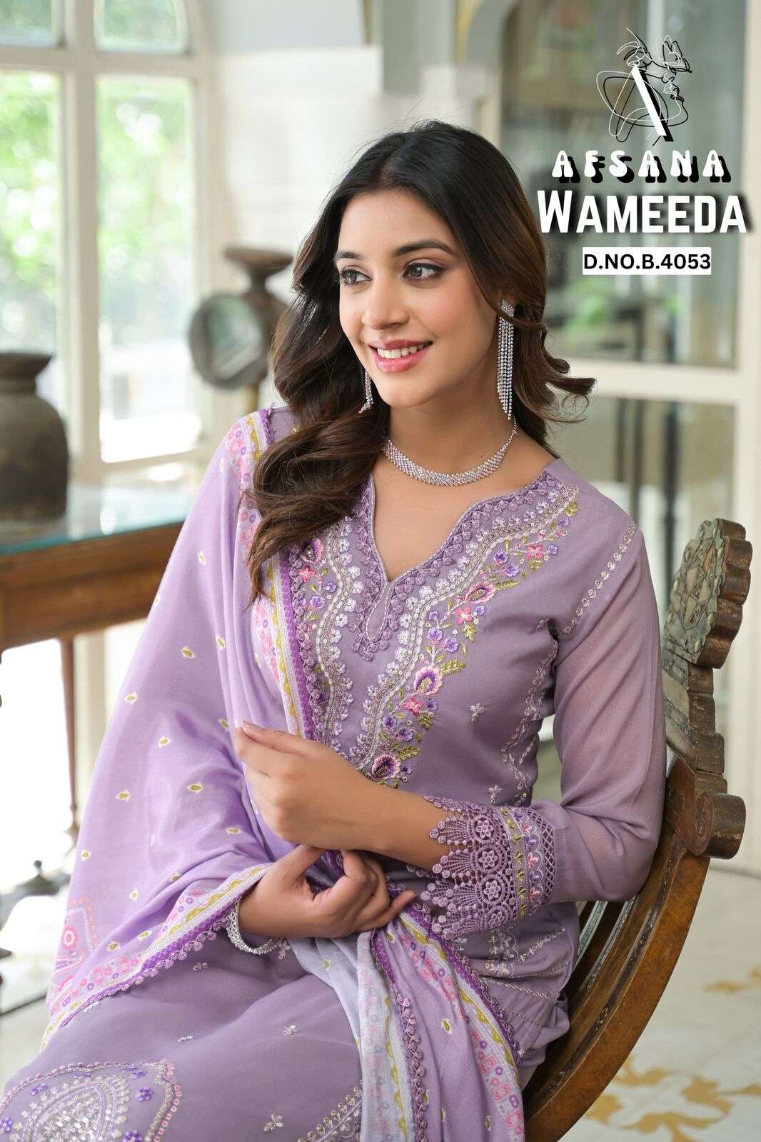WAMEEDA BY AFSANA IN STAR GEORGETTE WITH EMBROIDERY WORK WITH GPO LACE 
