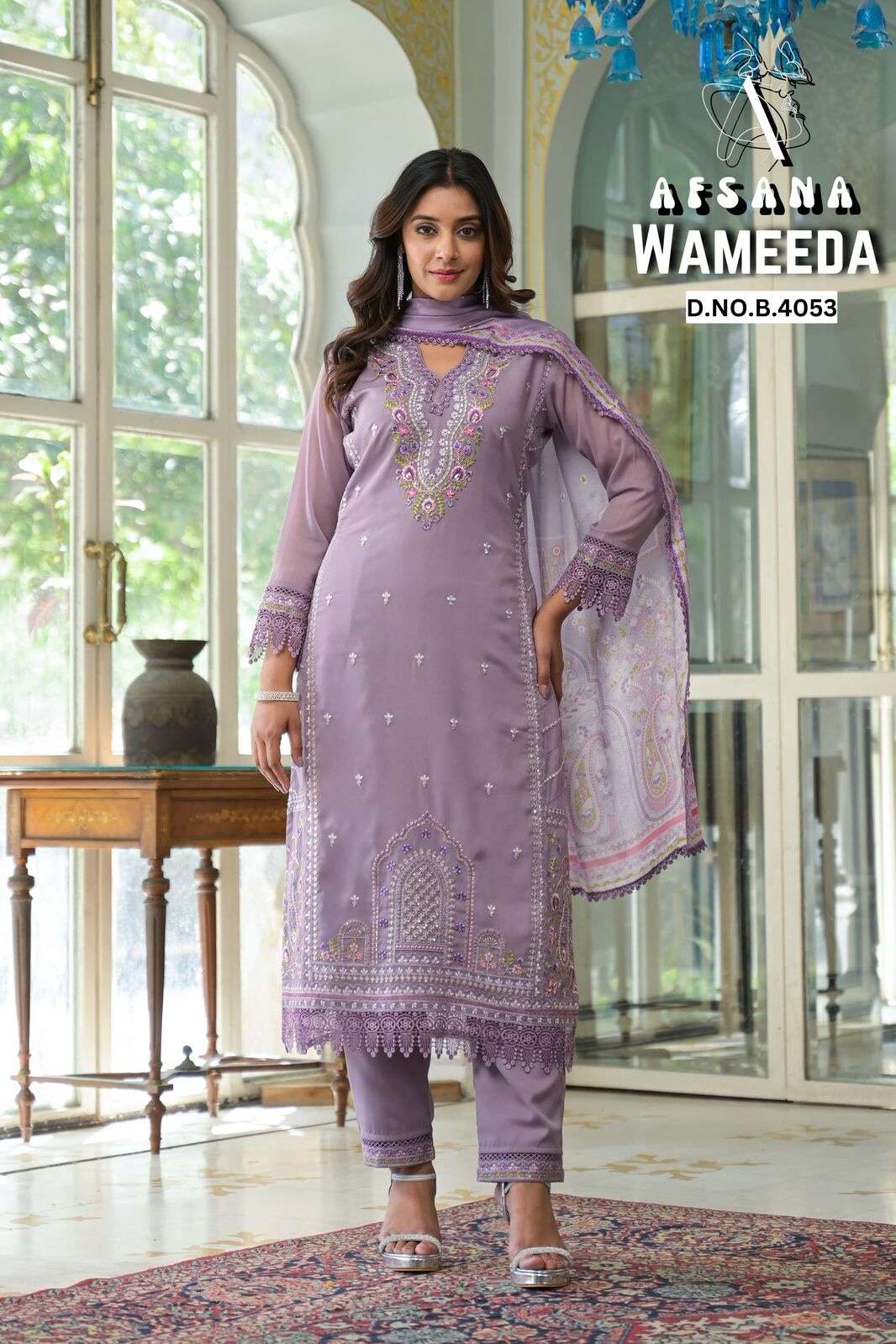 WAMEEDA BY AFSANA IN STAR GEORGETTE WITH EMBROIDERY WORK WITH GPO LACE 