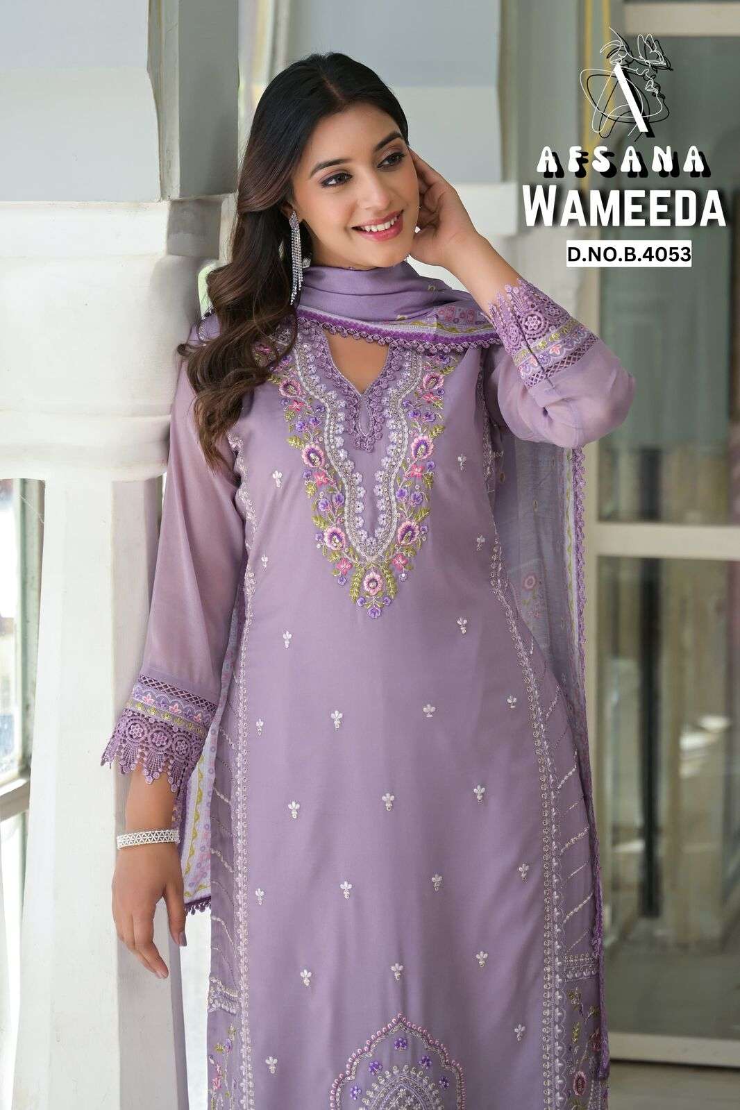 WAMEEDA BY AFSANA IN STAR GEORGETTE WITH EMBROIDERY WORK WITH GPO LACE 
