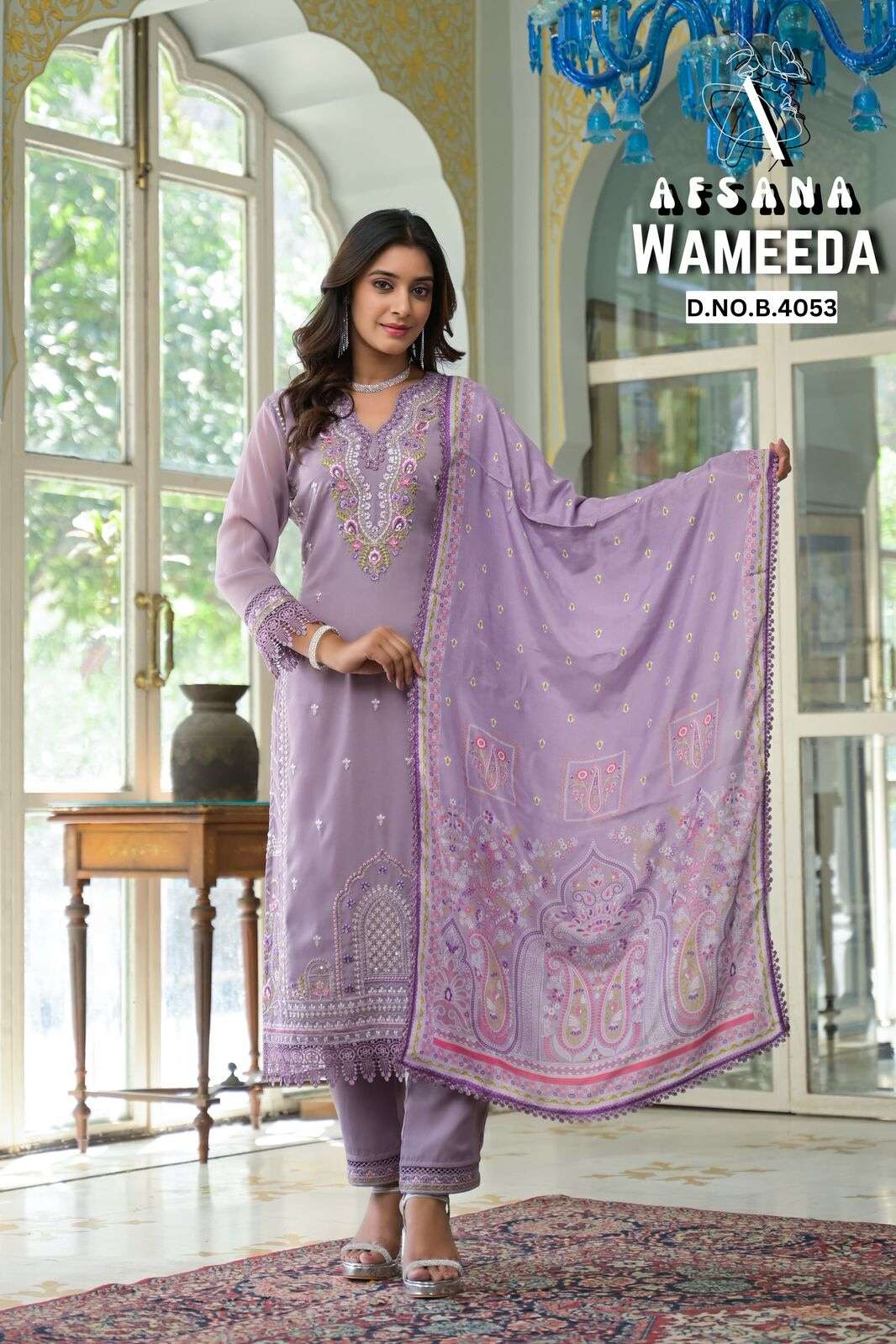 WAMEEDA BY AFSANA IN STAR GEORGETTE WITH EMBROIDERY WORK WITH GPO LACE 
