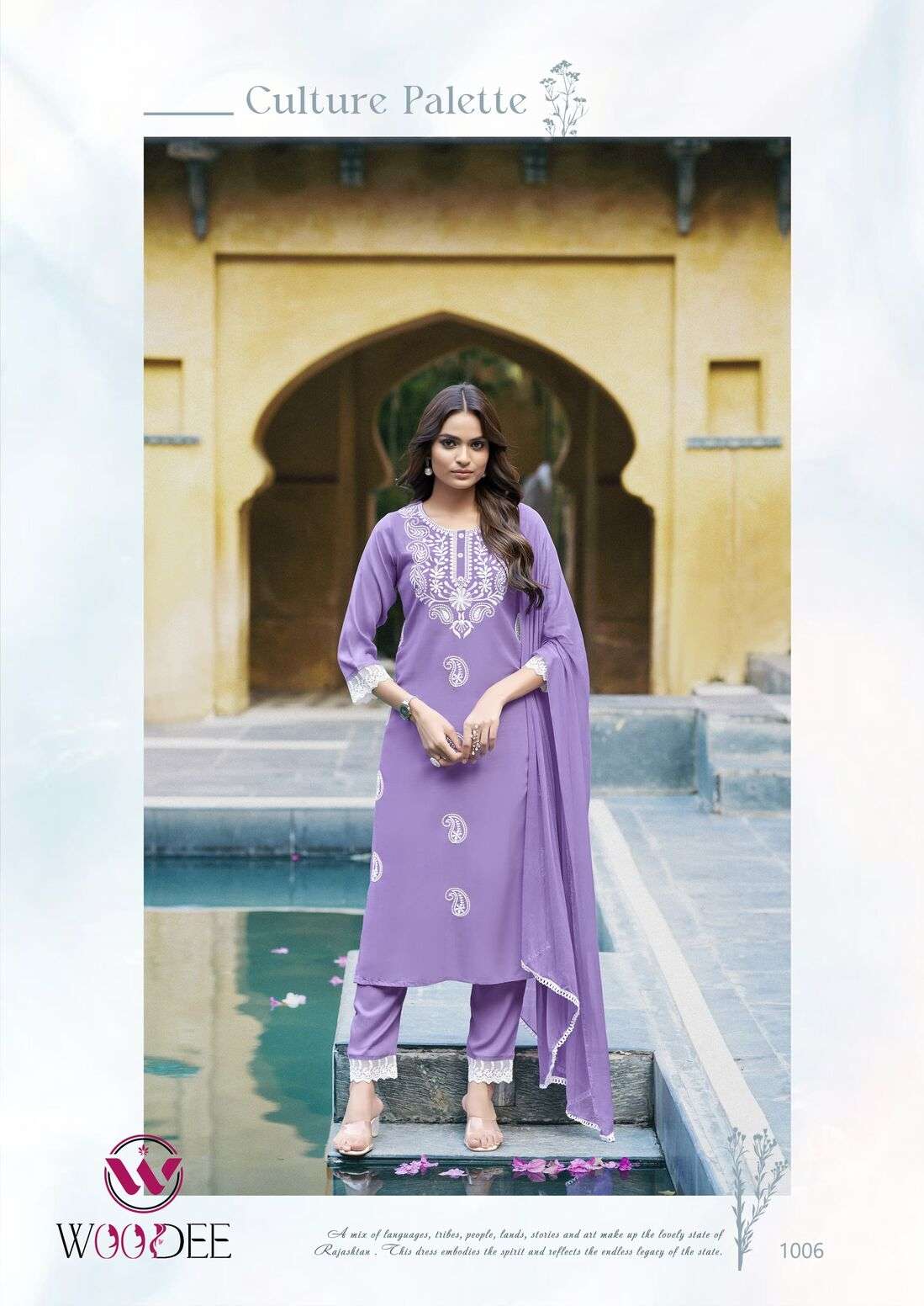 WHITE LOTUS BY WOODEE IN PREMIUM QUALITY LIVA RAYON SLUB WITH THREAD WORK 