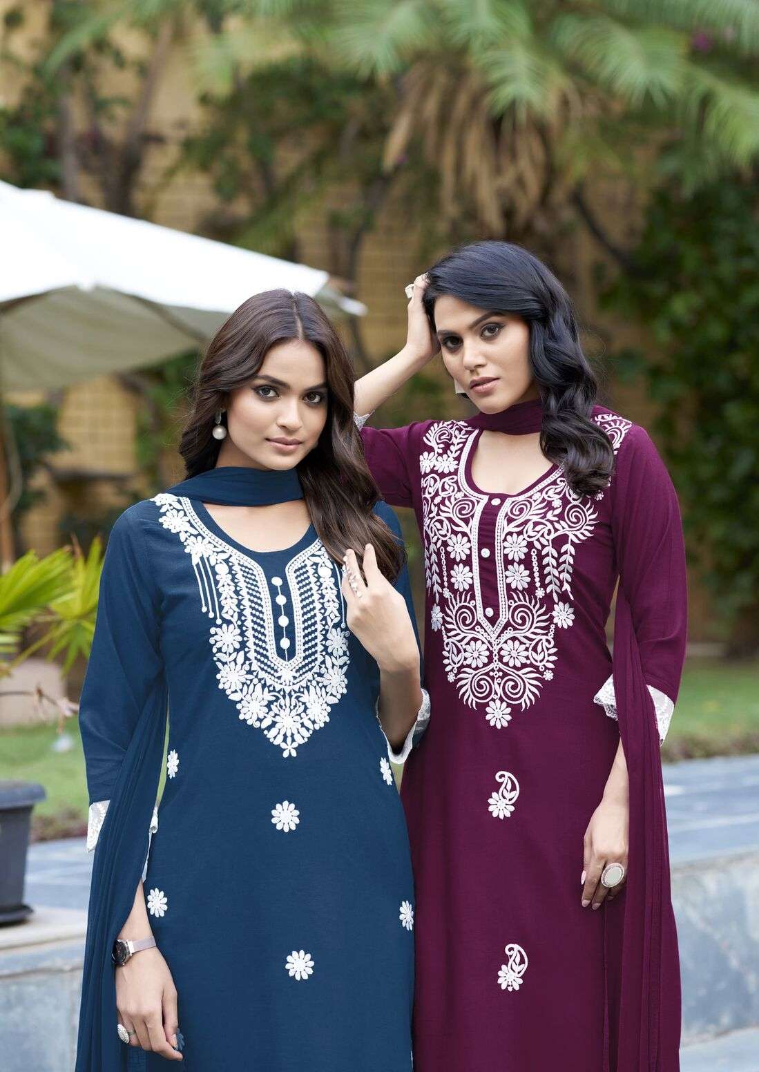 WHITE LOTUS BY WOODEE IN PREMIUM QUALITY LIVA RAYON SLUB WITH THREAD WORK 