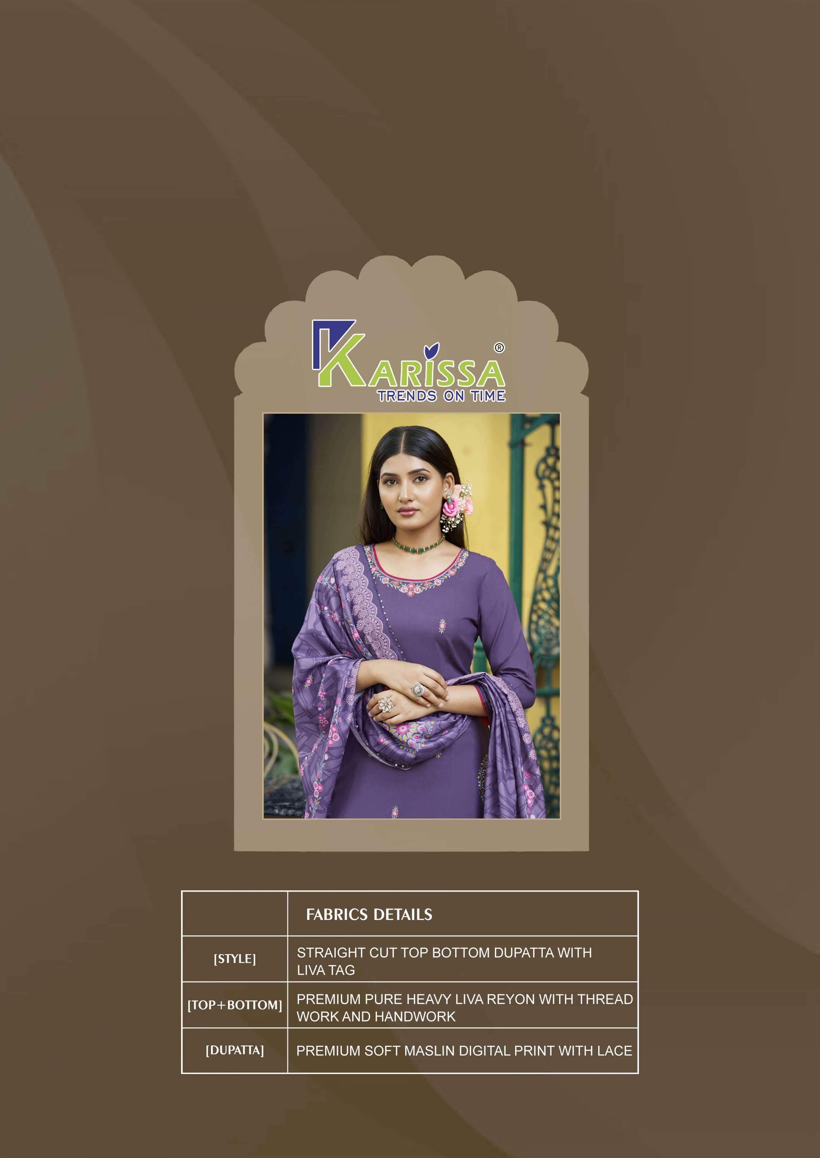 AASTHA BY KARISSA IN PREMIUM RAYON SILK WITH LIVA TAG AND HAND WORK 