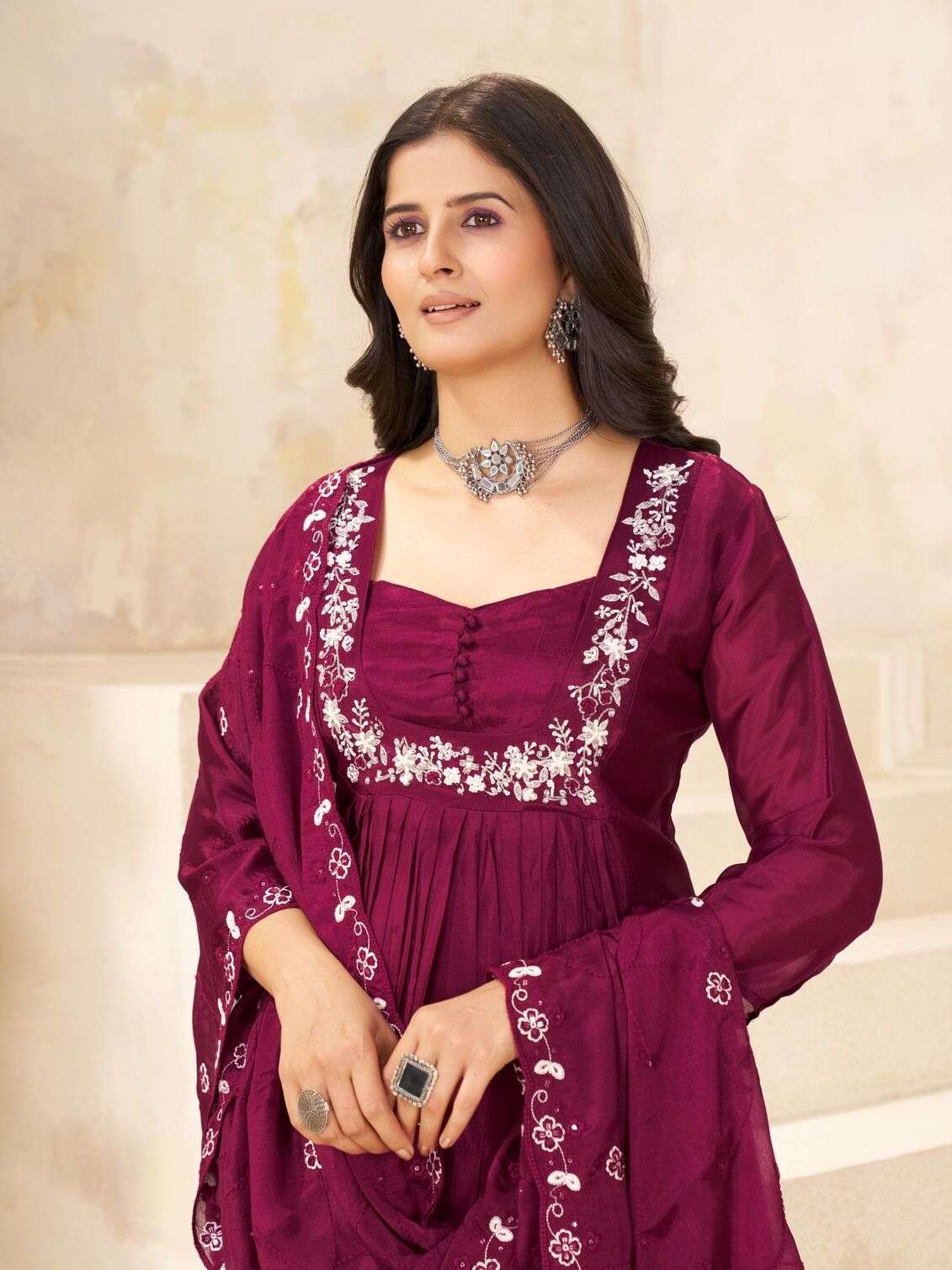 ALISA BY TEXOFAB IN PURE CHINON VISCOSE WITH CREAP INNER AND HAND WORK 