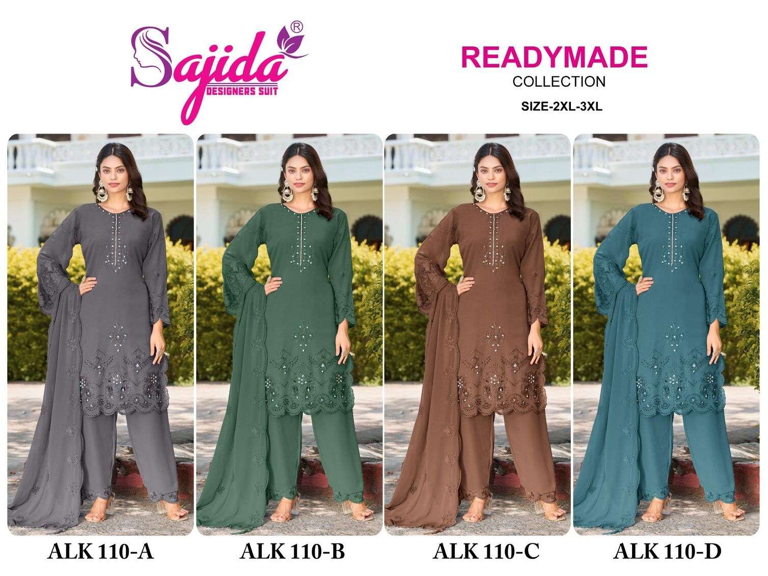 ALK - 110 BY SAJIDA DESIGNER SUIT IN HEVAY GEORGETTE WITH EMBROIDERY AND KHATLI WORK