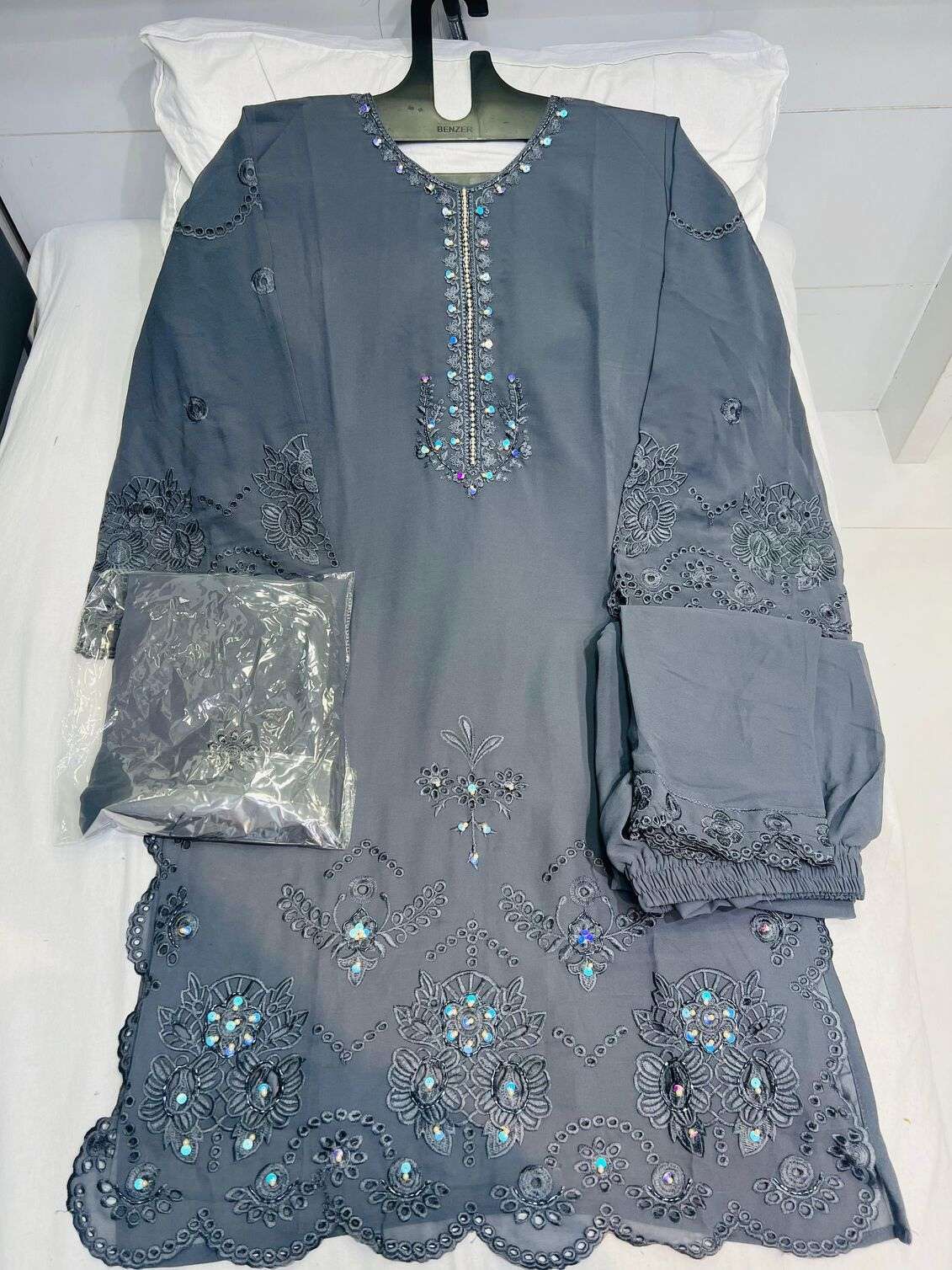 ALK - 110 BY SAJIDA DESIGNER SUIT IN HEVAY GEORGETTE WITH EMBROIDERY AND KHATLI WORK