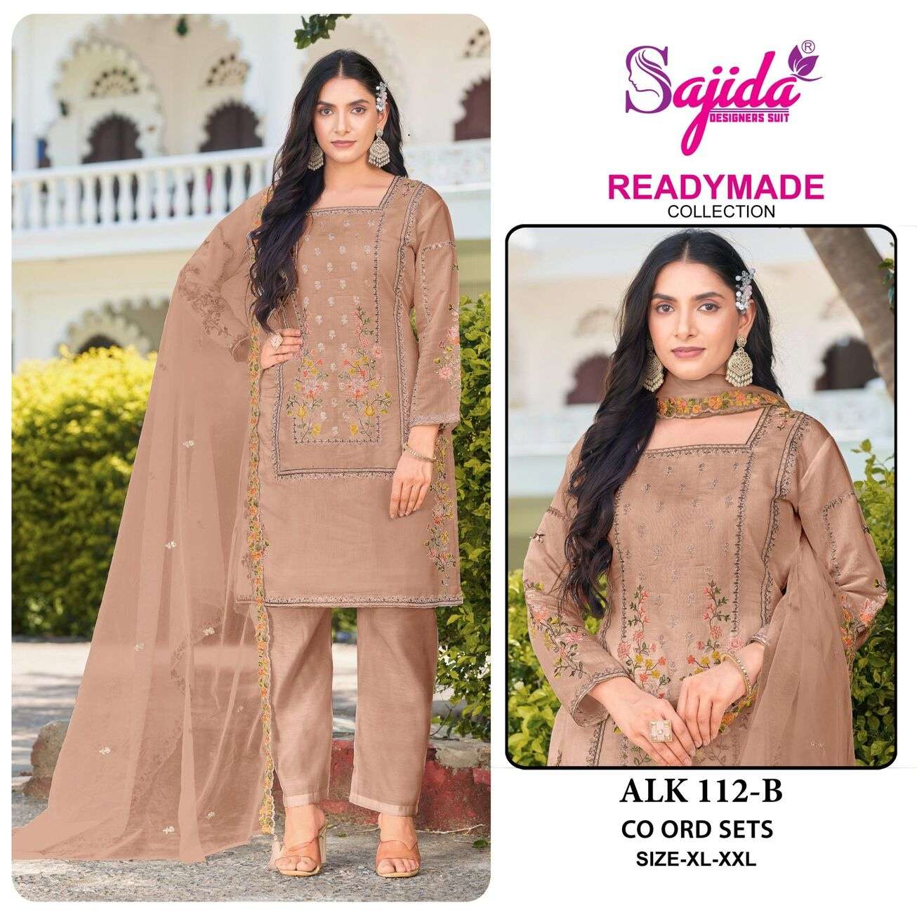 ALK - 112 BY SAJIDA DESIGNER SUIT IN RAGA ROMAN SILK WITH HEVAY EMBROIDERY WORK 