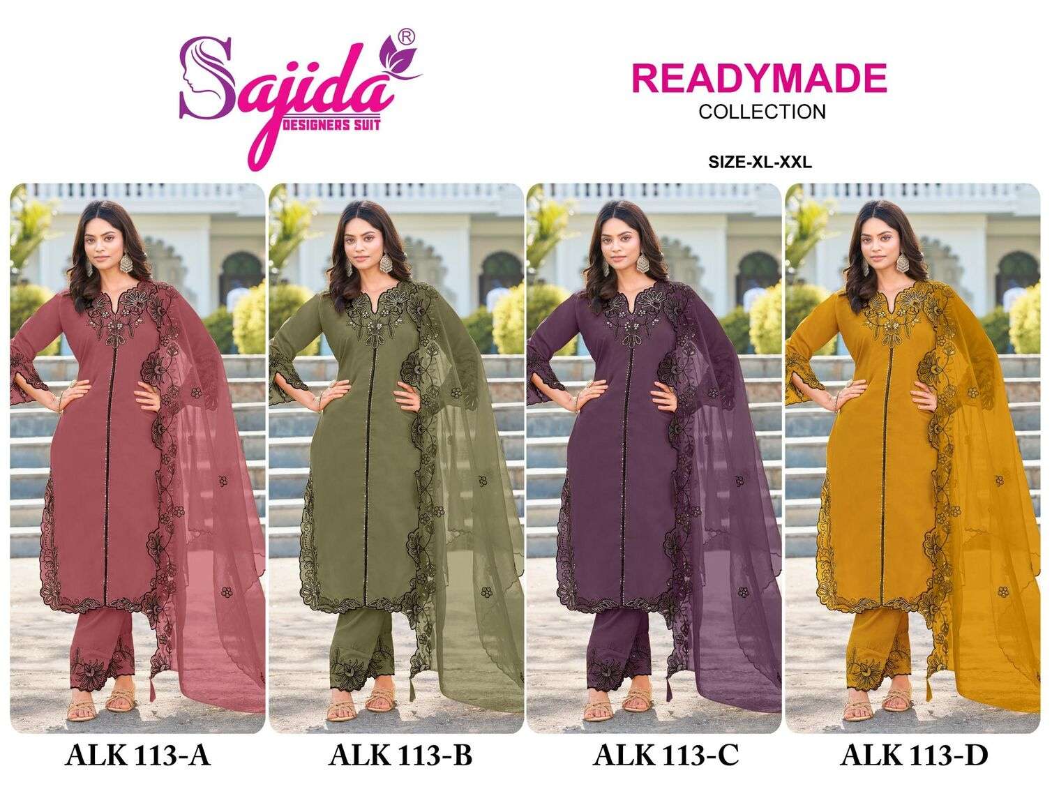 ALK - 113 BY SAJIDA DESIGNER SUIT IN RAGA ROMAN SILK WITH HEVAY EMBROIDERY WORK 