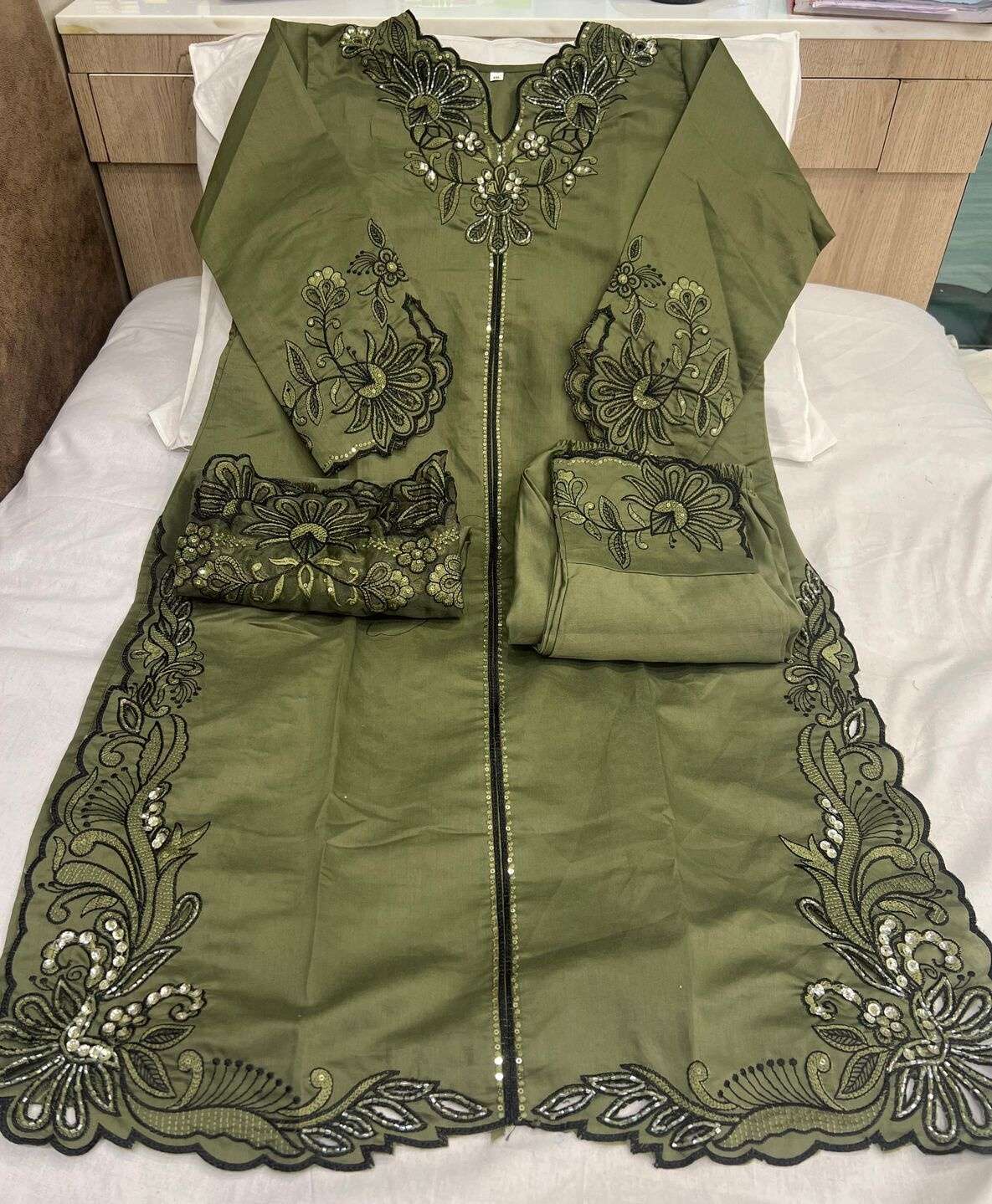 ALK - 113 BY SAJIDA DESIGNER SUIT IN RAGA ROMAN SILK WITH HEVAY EMBROIDERY WORK 