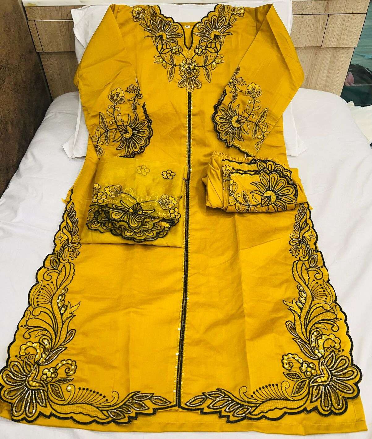 ALK - 113 BY SAJIDA DESIGNER SUIT IN RAGA ROMAN SILK WITH HEVAY EMBROIDERY WORK 