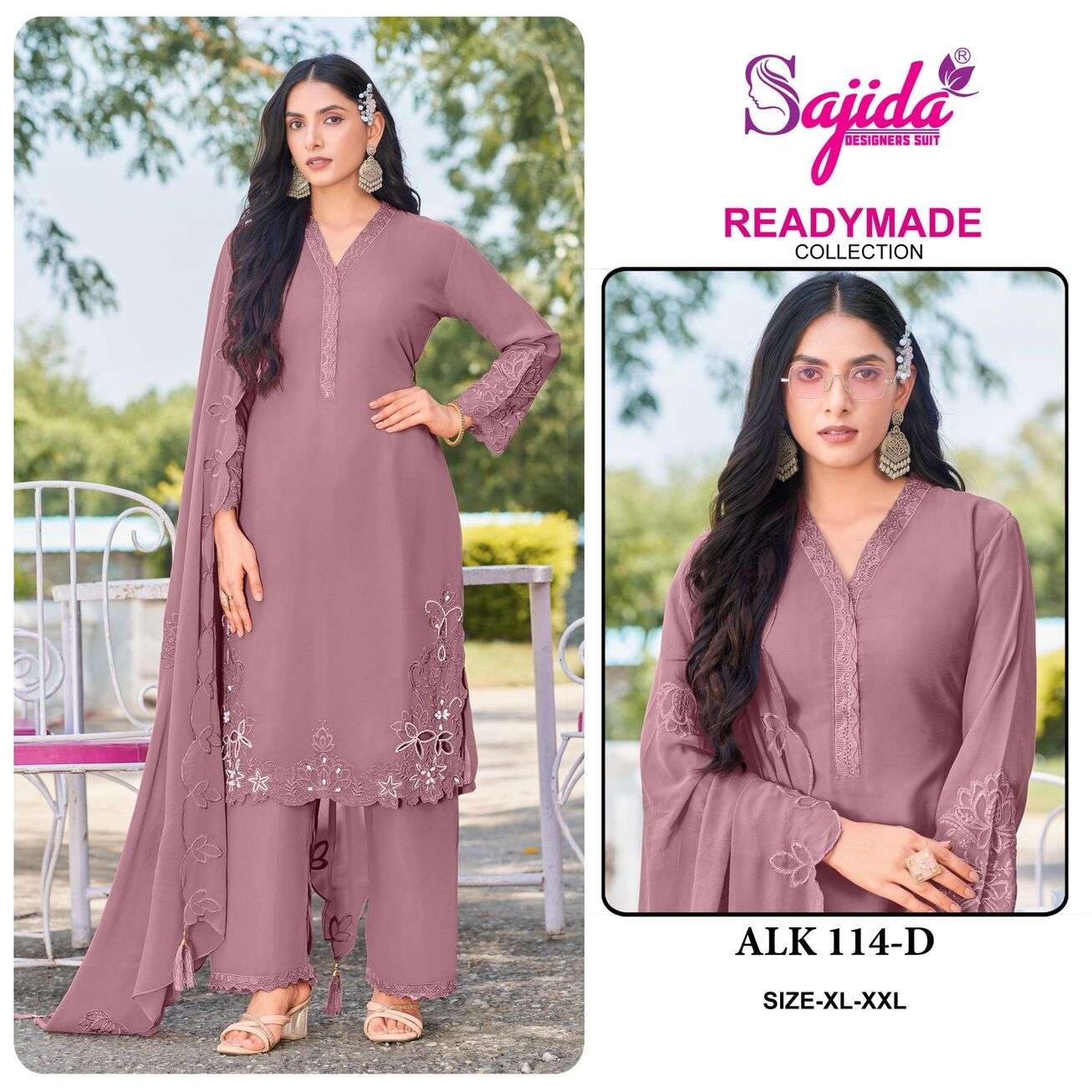 ALK - 114 BY SAJIDA DESIGNER SUIT IN HEVAY GEORGETTE WITH EMBROIDERY AND KHATLI WORK