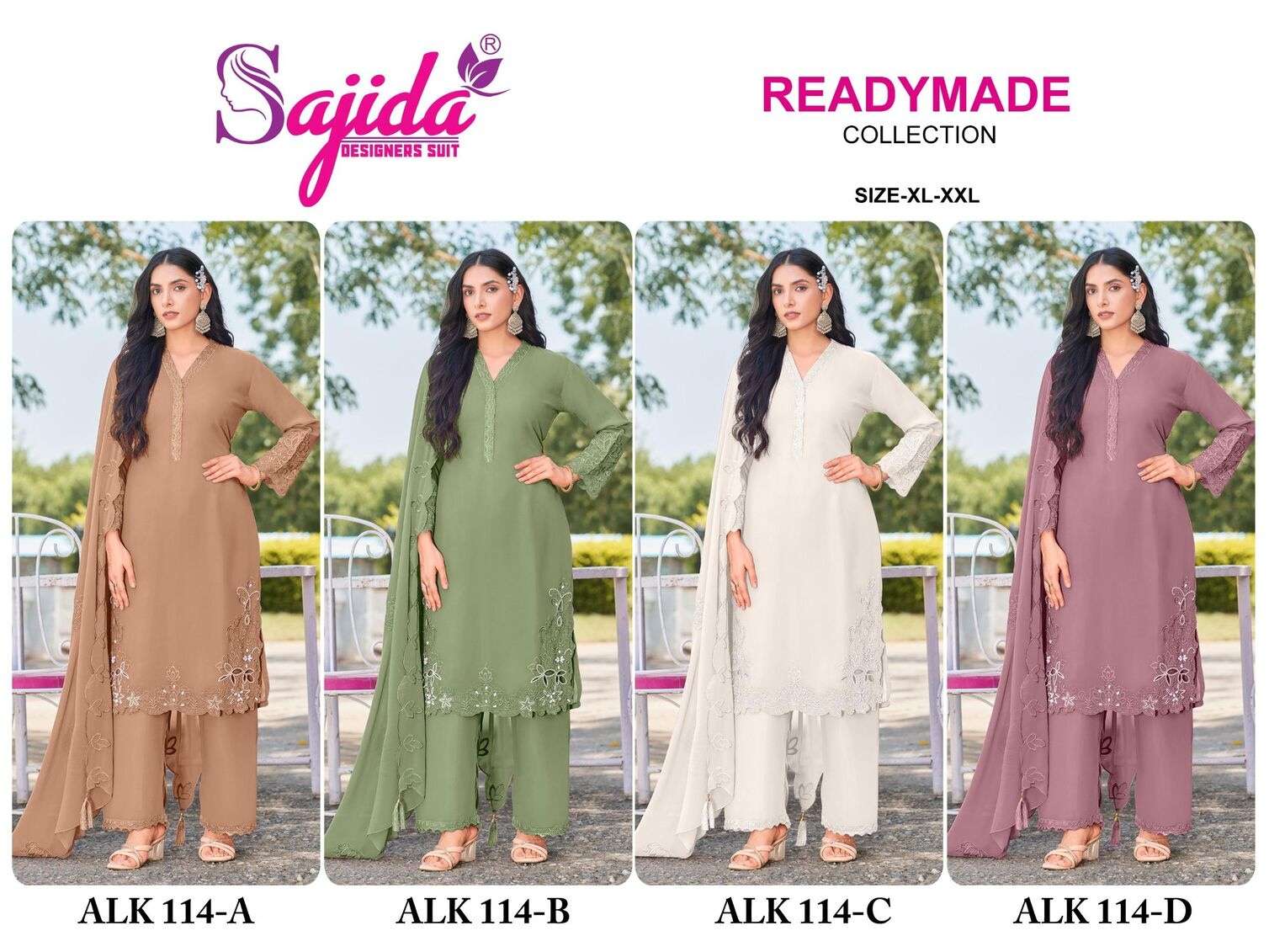 ALK - 114 BY SAJIDA DESIGNER SUIT IN HEVAY GEORGETTE WITH EMBROIDERY AND KHATLI WORK