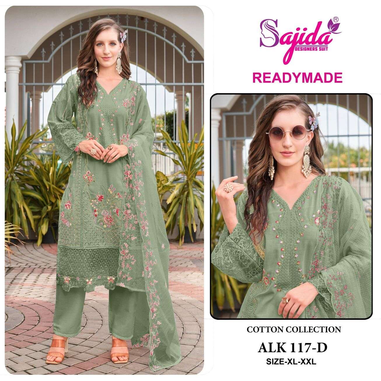 ALK - 117 BY SAJIDA DESIGNER IN PURE CAMRIC COTTON WITH HEVAY EMBROIDERY WORK 