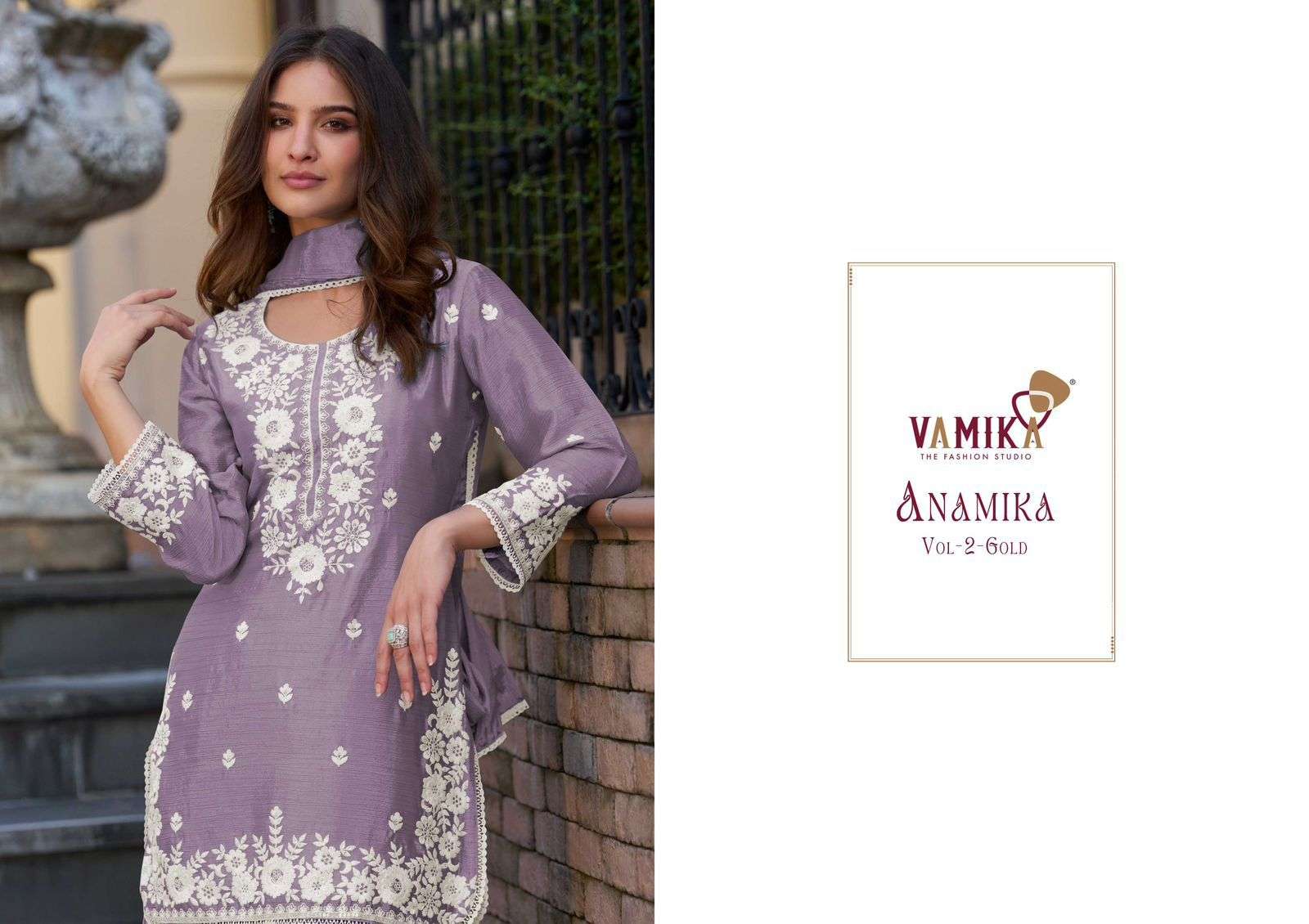 ANAMIKA VOL-2 GOLD BY VAMIKA IN HEAVY CHINON WITH HEAVY EMBROIDERY WORK 