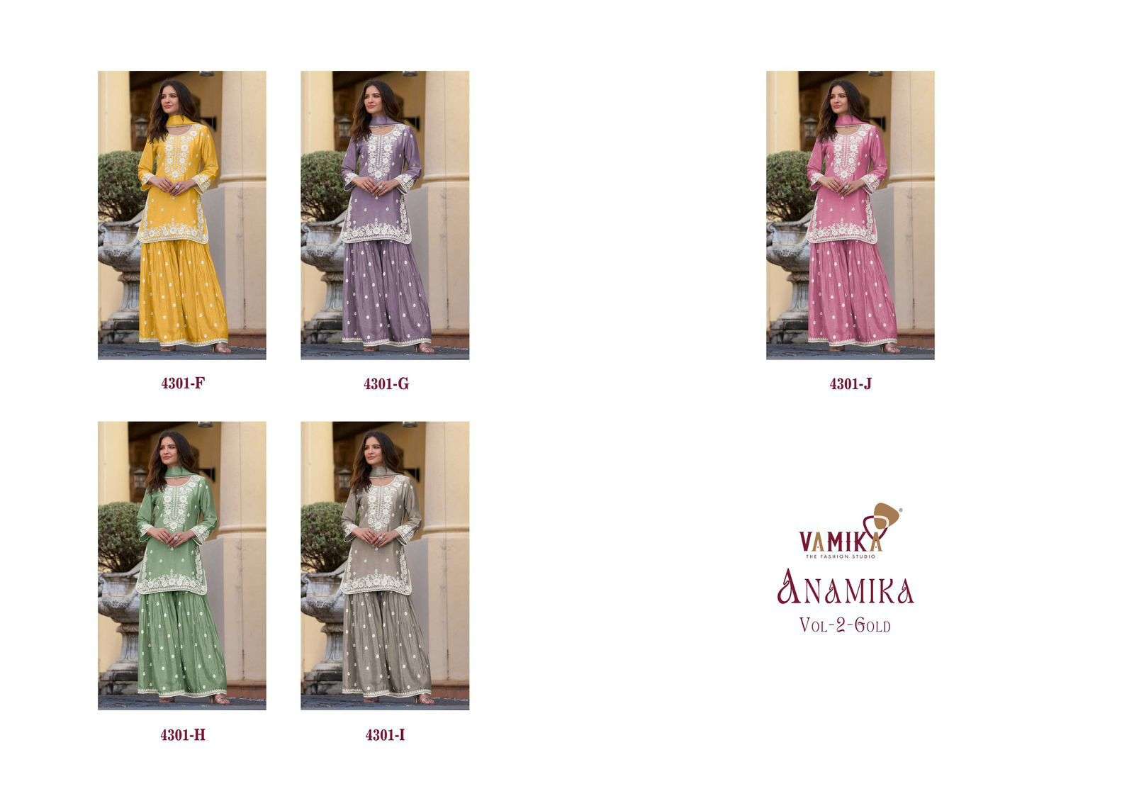 ANAMIKA VOL-2 GOLD BY VAMIKA IN HEAVY CHINON WITH HEAVY EMBROIDERY WORK 