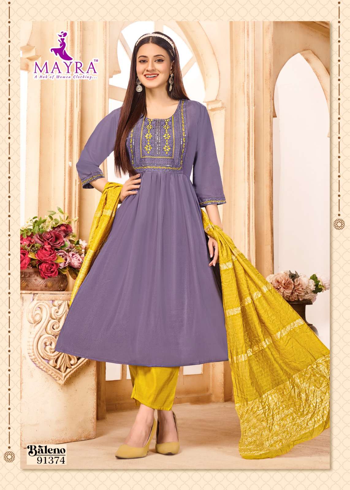 BALENO BY MAYRA FASHION IN ROMAN SILK WITH SEQUENCE EMBROIDERY WORK 
