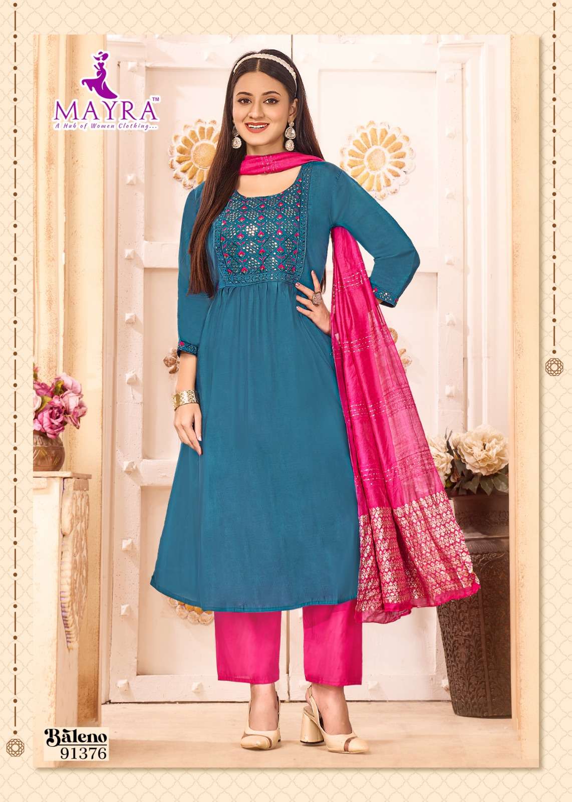 BALENO BY MAYRA FASHION IN ROMAN SILK WITH SEQUENCE EMBROIDERY WORK 