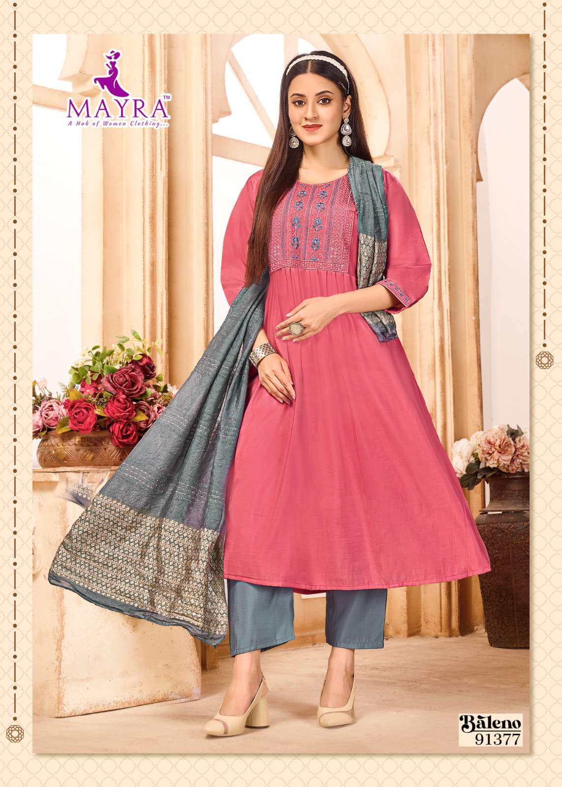 BALENO BY MAYRA FASHION IN ROMAN SILK WITH SEQUENCE EMBROIDERY WORK 