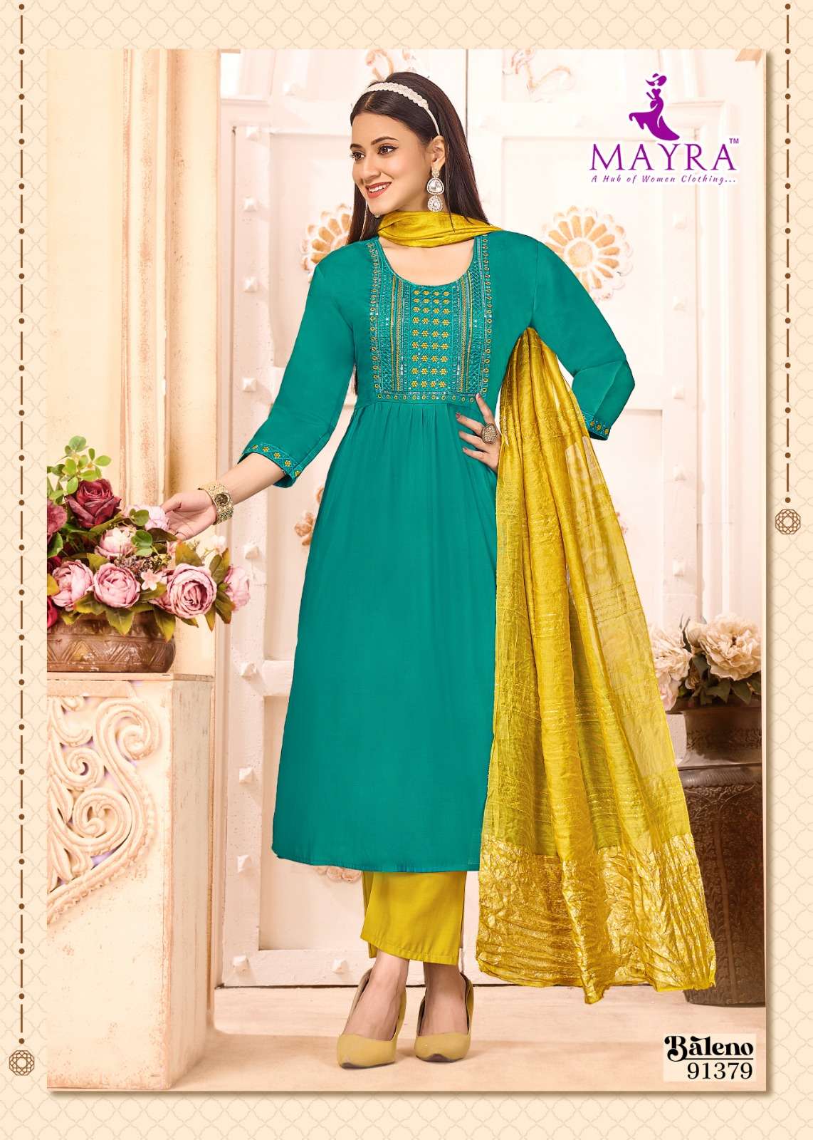 BALENO BY MAYRA FASHION IN ROMAN SILK WITH SEQUENCE EMBROIDERY WORK 