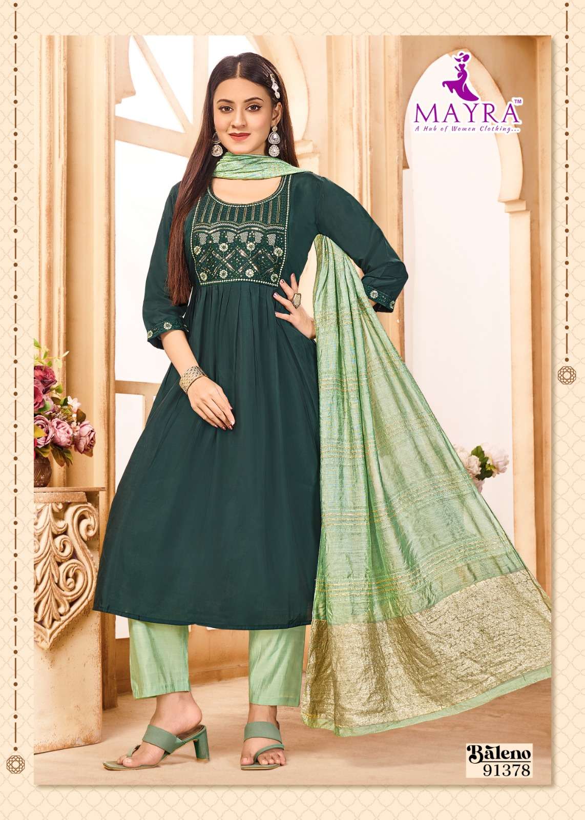BALENO BY MAYRA FASHION IN ROMAN SILK WITH SEQUENCE EMBROIDERY WORK 