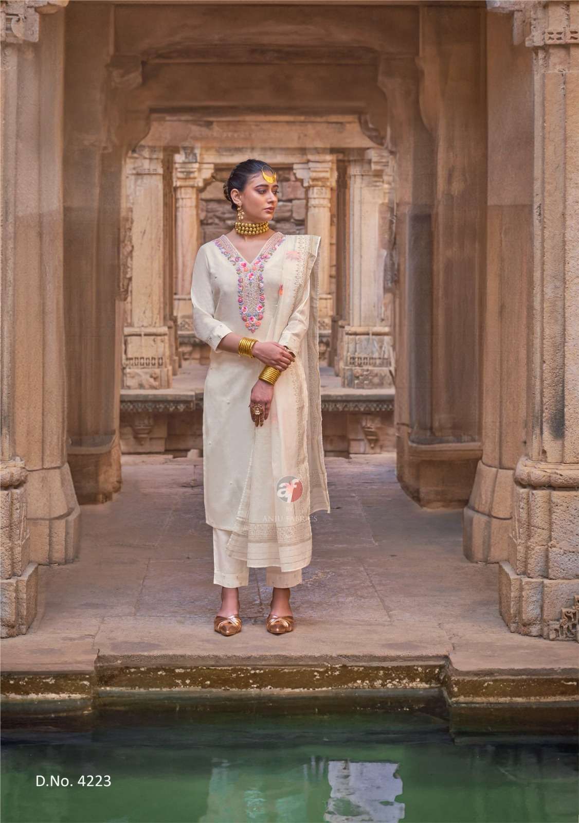 CHANDANI VOL-4 BY ANJU FABRICS IN PURE COTTON WITH SELF TEXTURE WITH KNOT WORK 