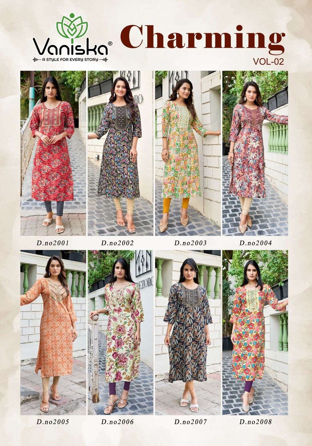 CHARMING VOL-2 BY VANISKA IN HEAVY RAYON FOIL PRINT WITH HEAVY EMBROIDERY WORK 
