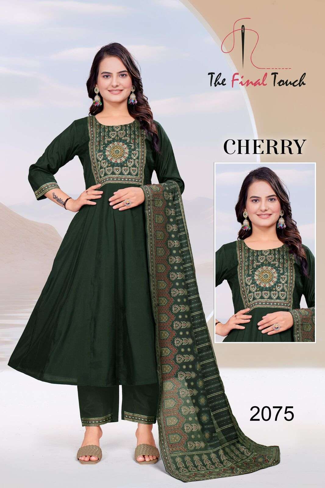 CHERRY BY R R FASHION IN PREMIUM ROMAN WITH PRINT PATCH WITH HANDWORK 