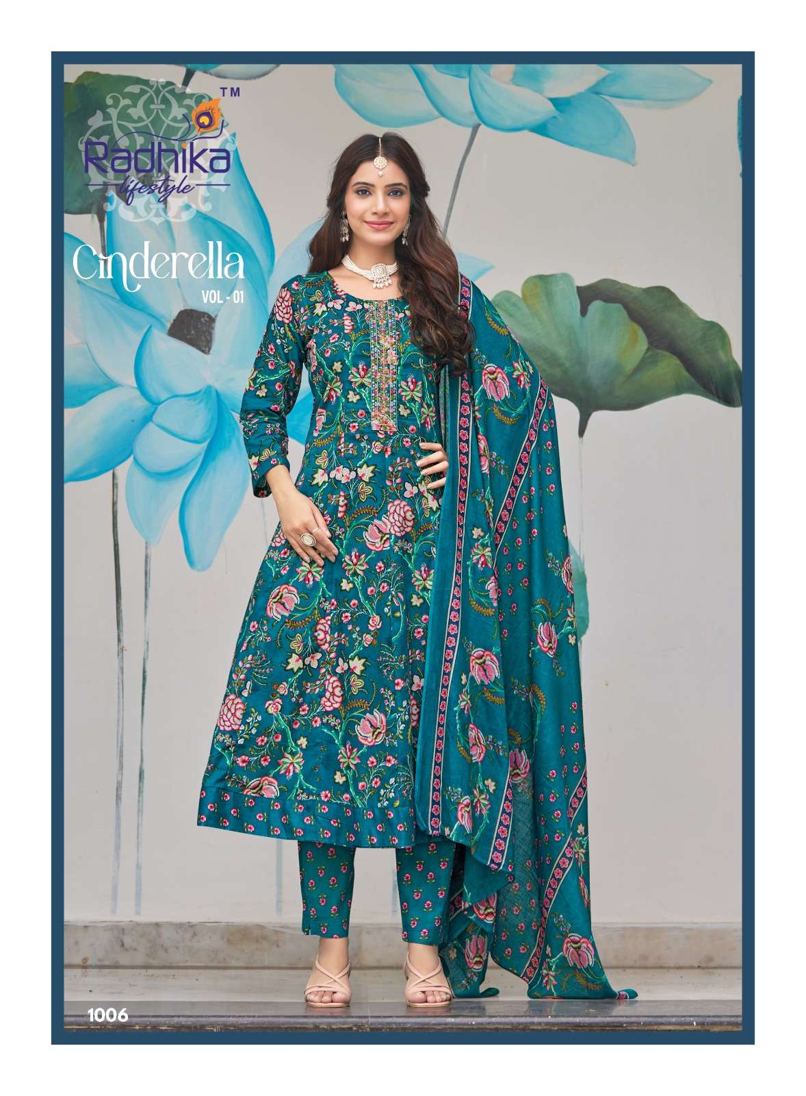 CINDRELLA VOL 1 BY RADHIKA LIFE STYLE IN HEAVY PURE COTTON PRINT WITH EMBROIDERY WORK