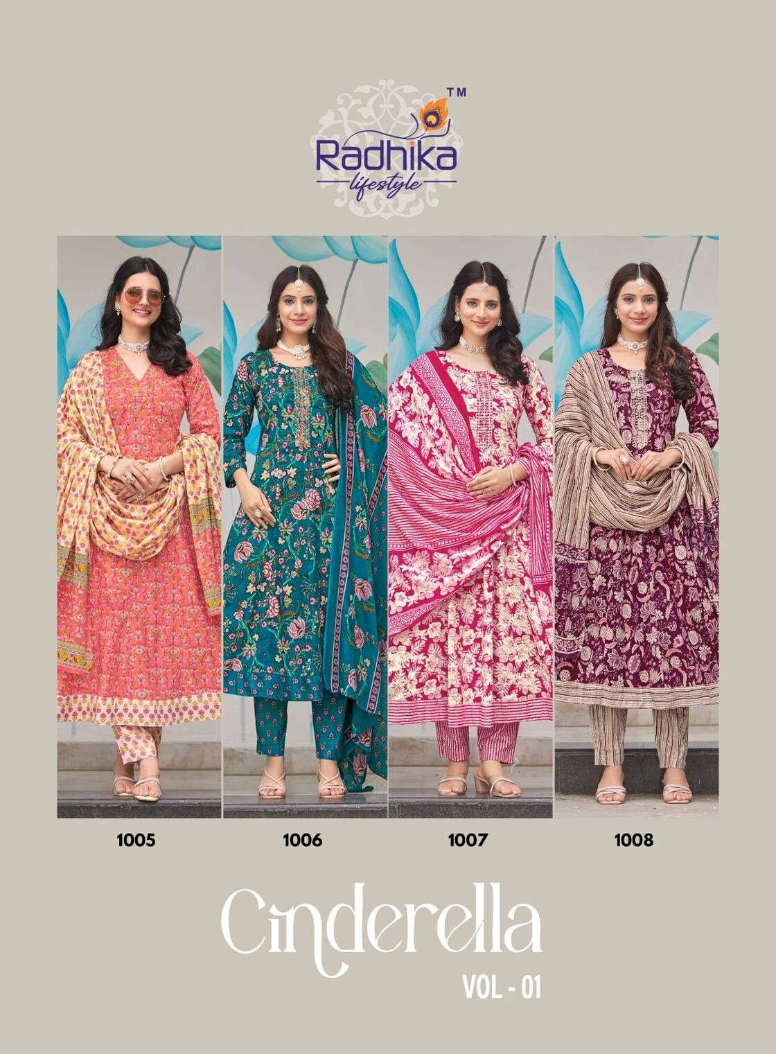 CINDRELLA VOL 1 BY RADHIKA LIFE STYLE IN HEAVY PURE COTTON PRINT WITH EMBROIDERY WORK