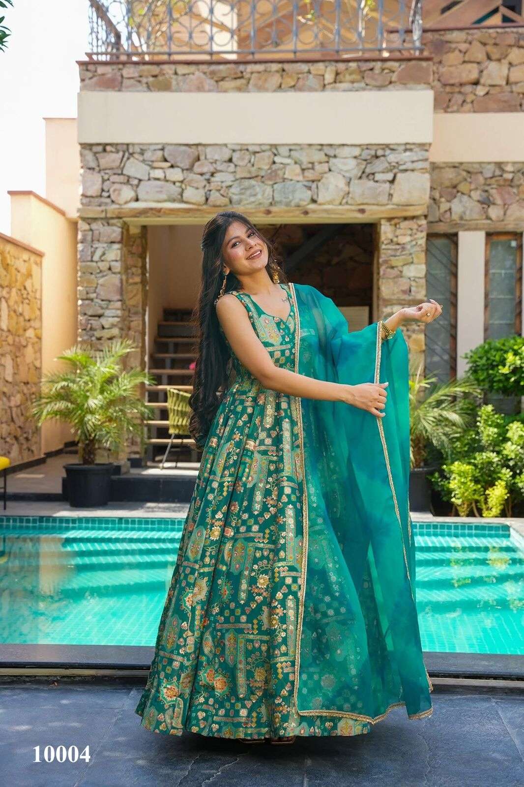 CLORA VOL-10 BY TEXOFAB IN TEBY SILK WITH HEAVY DIGITAL PRINT WITH GOWN SET COLLECTION 