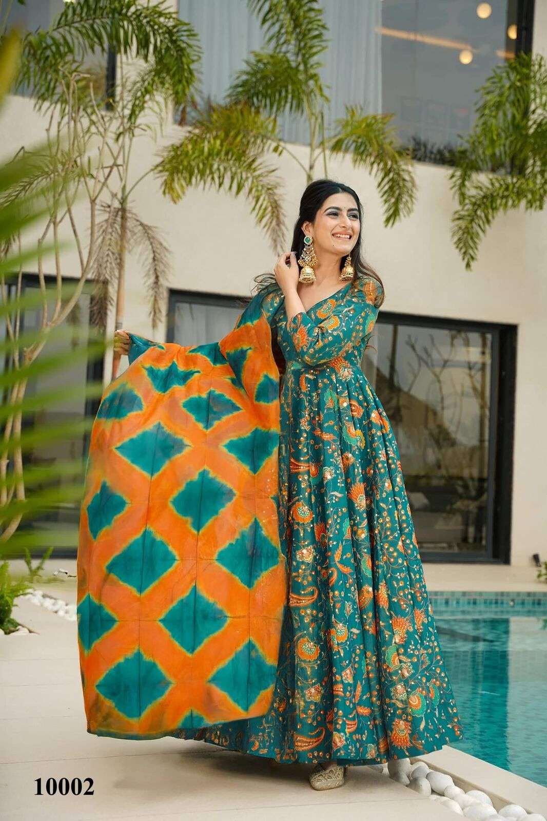 CLORA VOL-10 BY TEXOFAB IN TEBY SILK WITH HEAVY DIGITAL PRINT WITH GOWN SET COLLECTION 