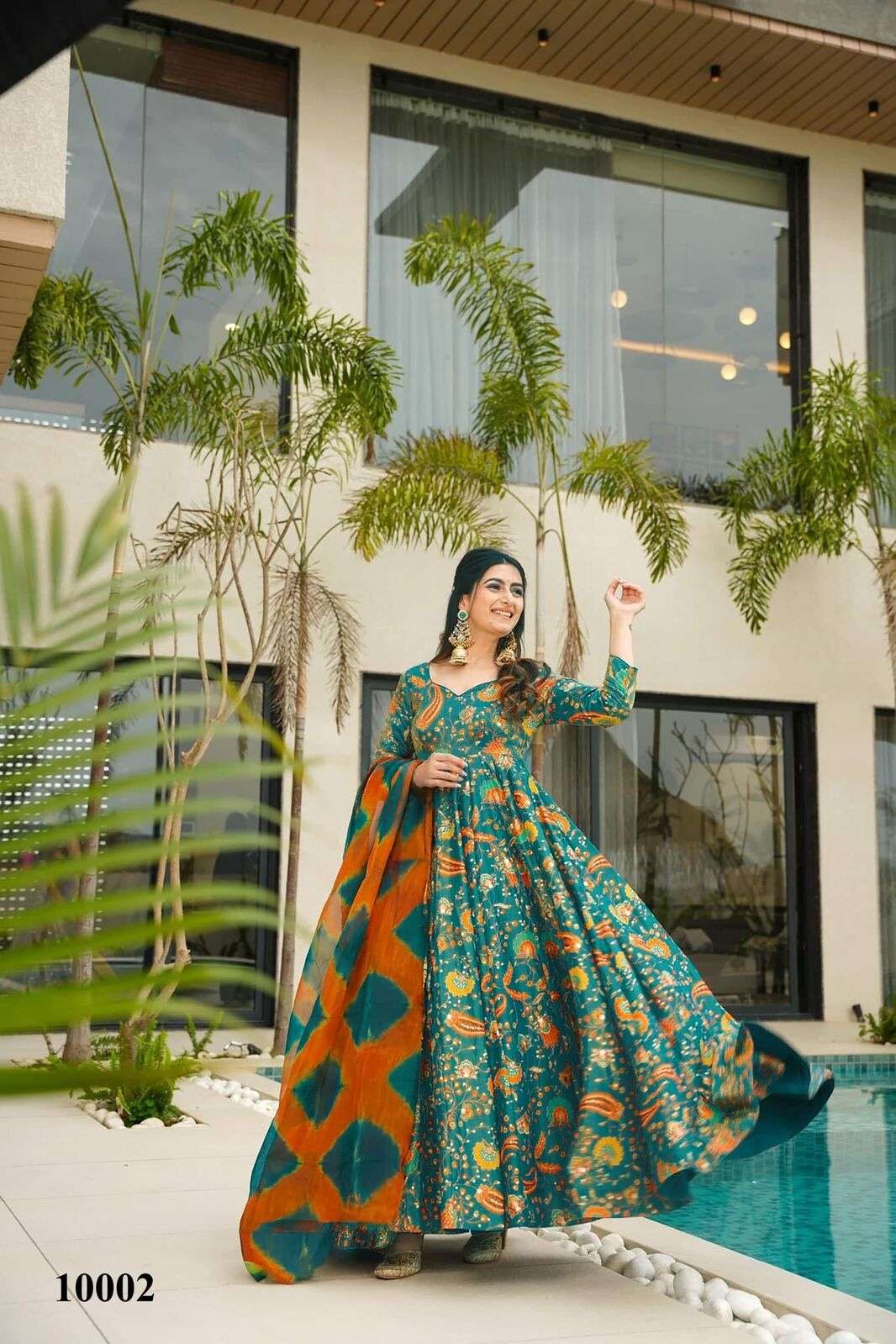 CLORA VOL-10 BY TEXOFAB IN TEBY SILK WITH HEAVY DIGITAL PRINT WITH GOWN SET COLLECTION 