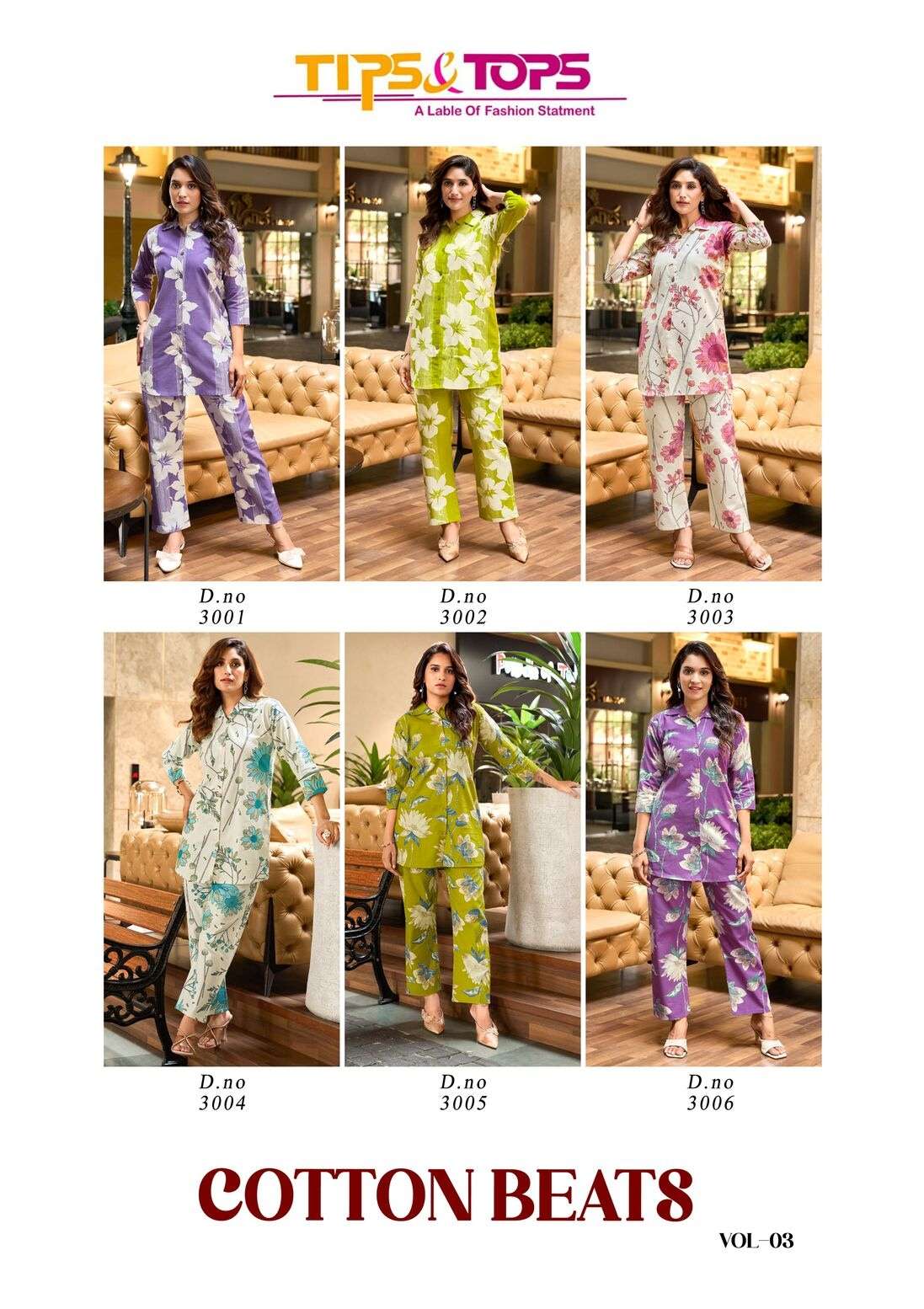 COTTON BEATS VOL-3 BY TIPS & TOPS IN COTTON FLEX PRINT WITH PANT POCKET SHIRT PATTERN CO-ORD SET