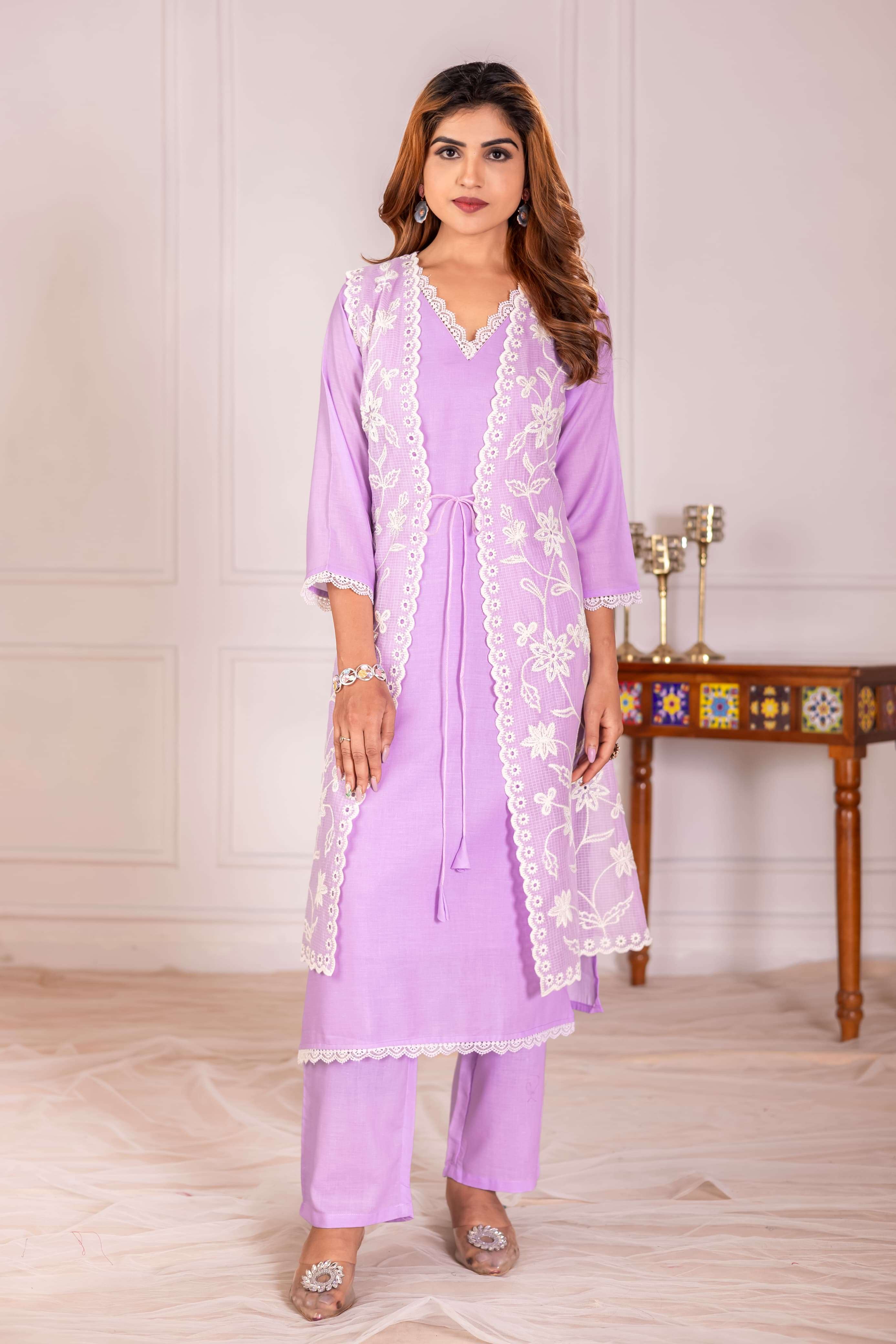 COTTON CANDY BY BELLROSA IN COTTON WITH INNER AND LAKHANAVI EMBROIDERY KOTI 