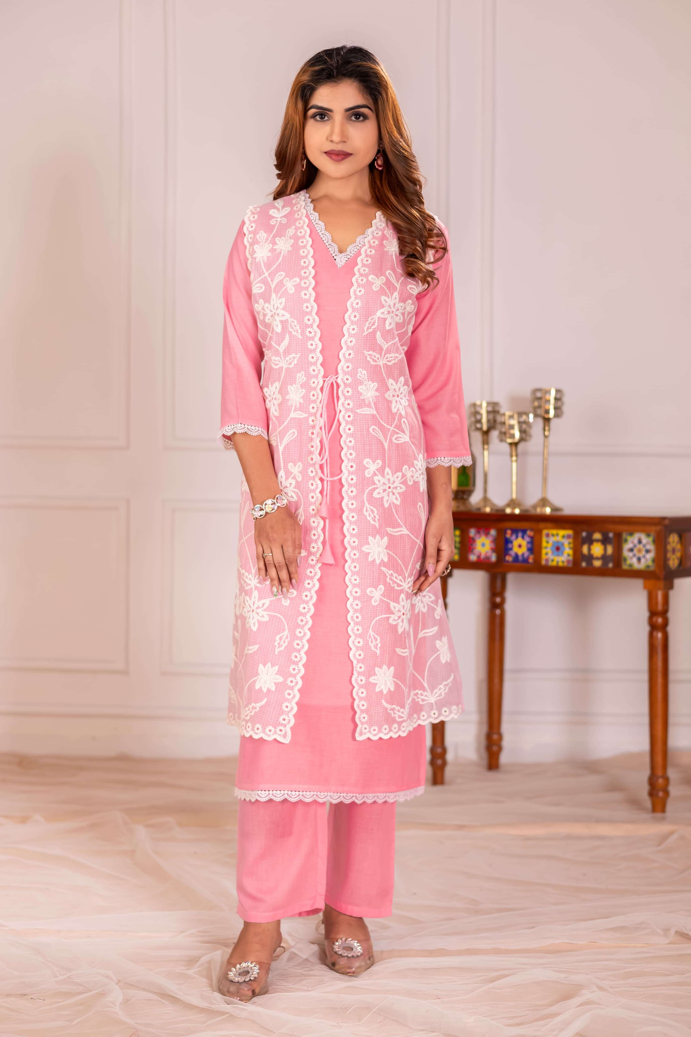 COTTON CANDY BY BELLROSA IN COTTON WITH INNER AND LAKHANAVI EMBROIDERY KOTI 