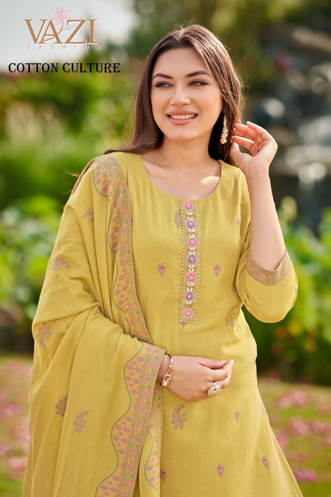 COTTON CULTURE BY VAZI FASHION IN PURE COTTON WEAVING DESGINER HAND WORK 