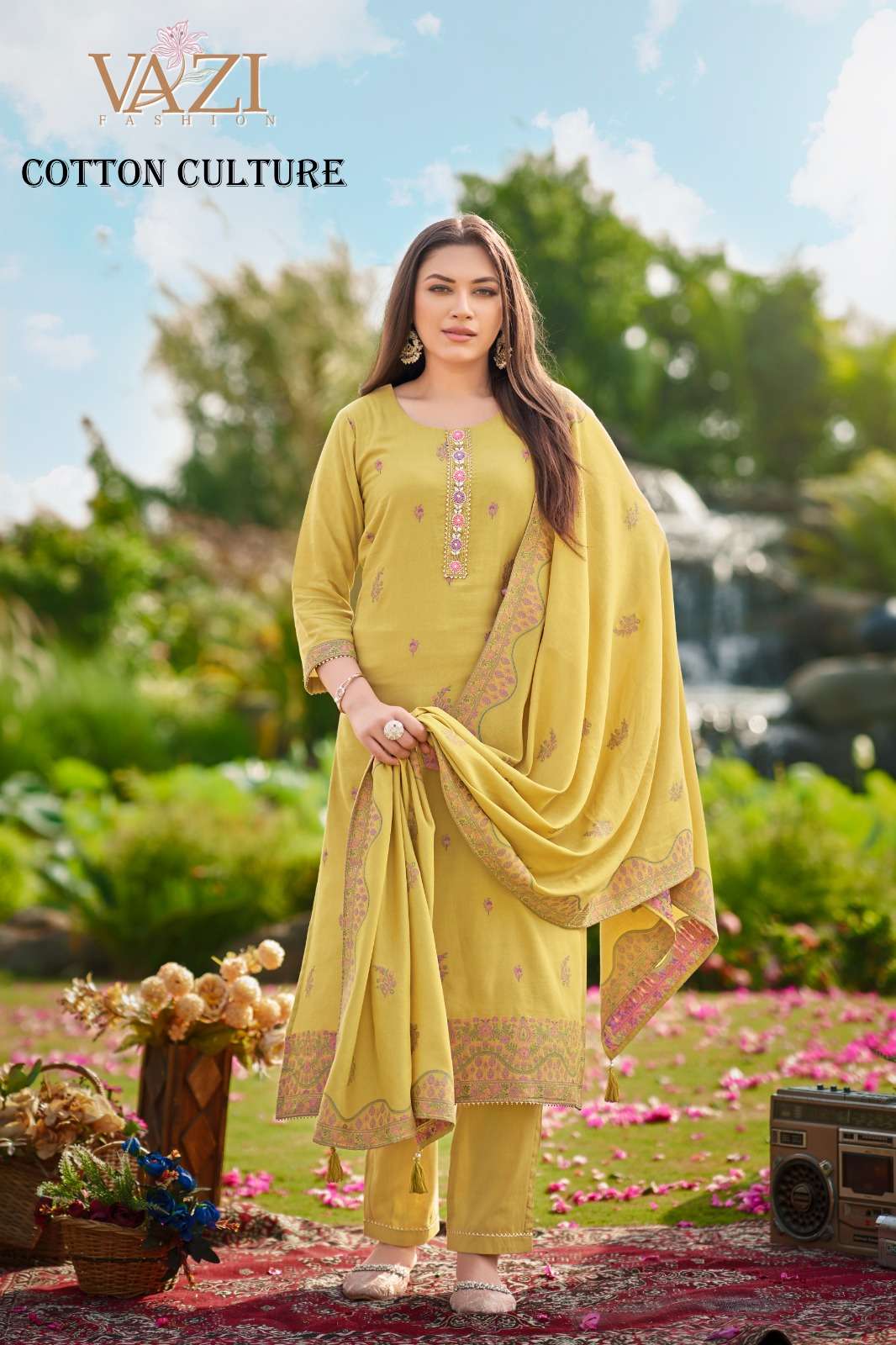 COTTON CULTURE BY VAZI FASHION IN PURE COTTON WEAVING DESGINER HAND WORK 