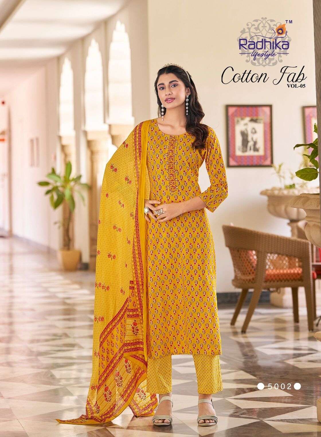 COTTON FAB VOL-5 BY RADHIKA LIFESTYLE IN PURE COTTON PRINT WITH EMBROIDERY WORK 