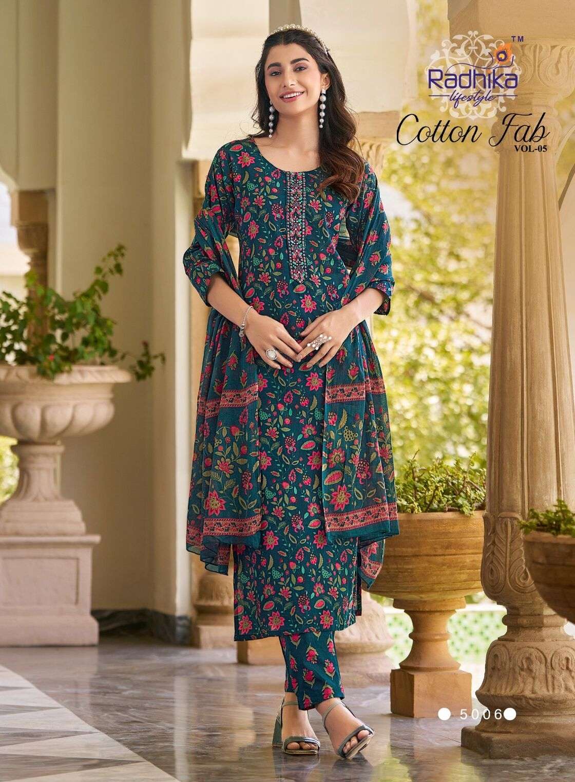 COTTON FAB VOL-5 BY RADHIKA LIFESTYLE IN PURE COTTON PRINT WITH EMBROIDERY WORK 