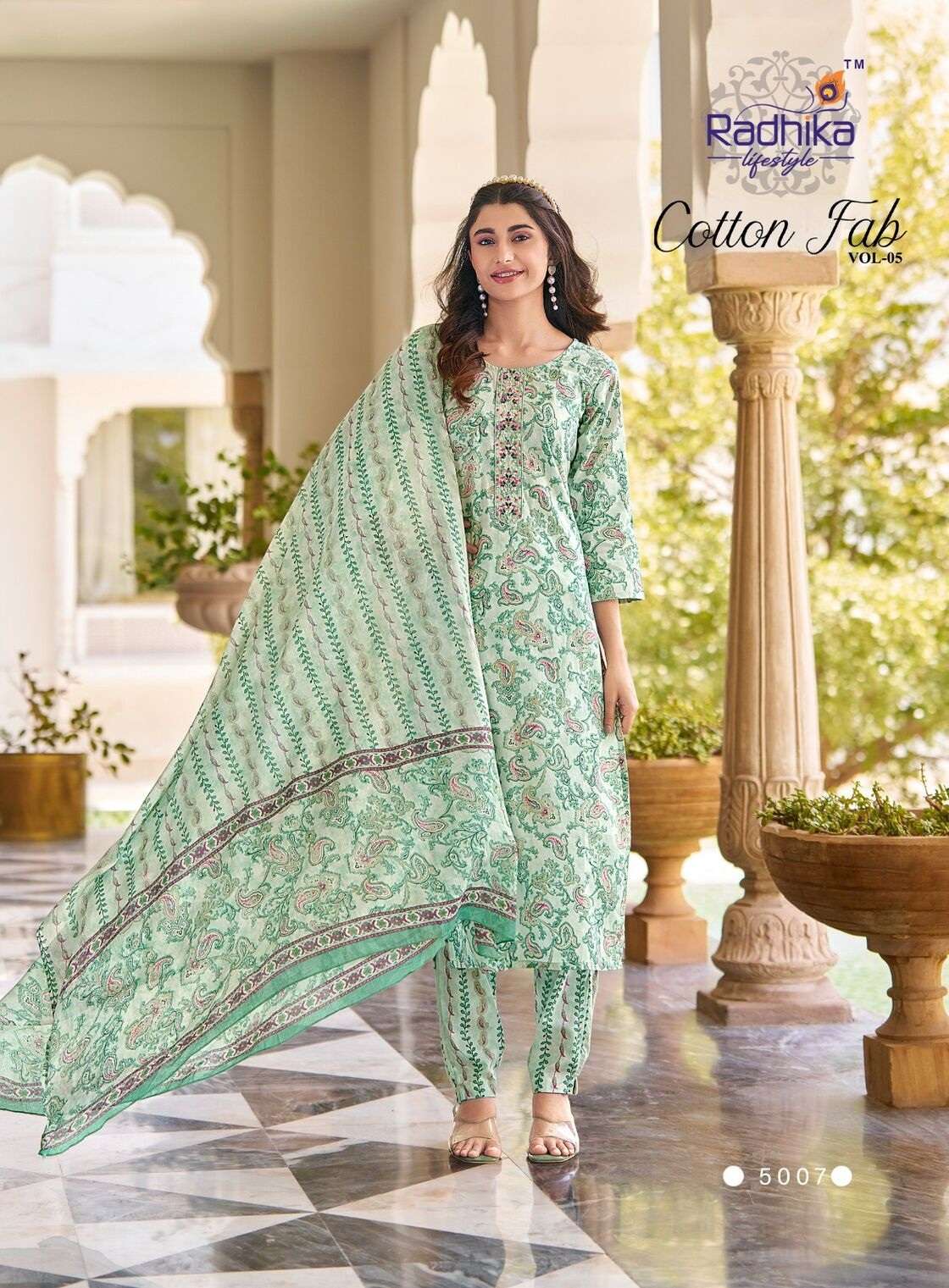 COTTON FAB VOL-5 BY RADHIKA LIFESTYLE IN PURE COTTON PRINT WITH EMBROIDERY WORK 