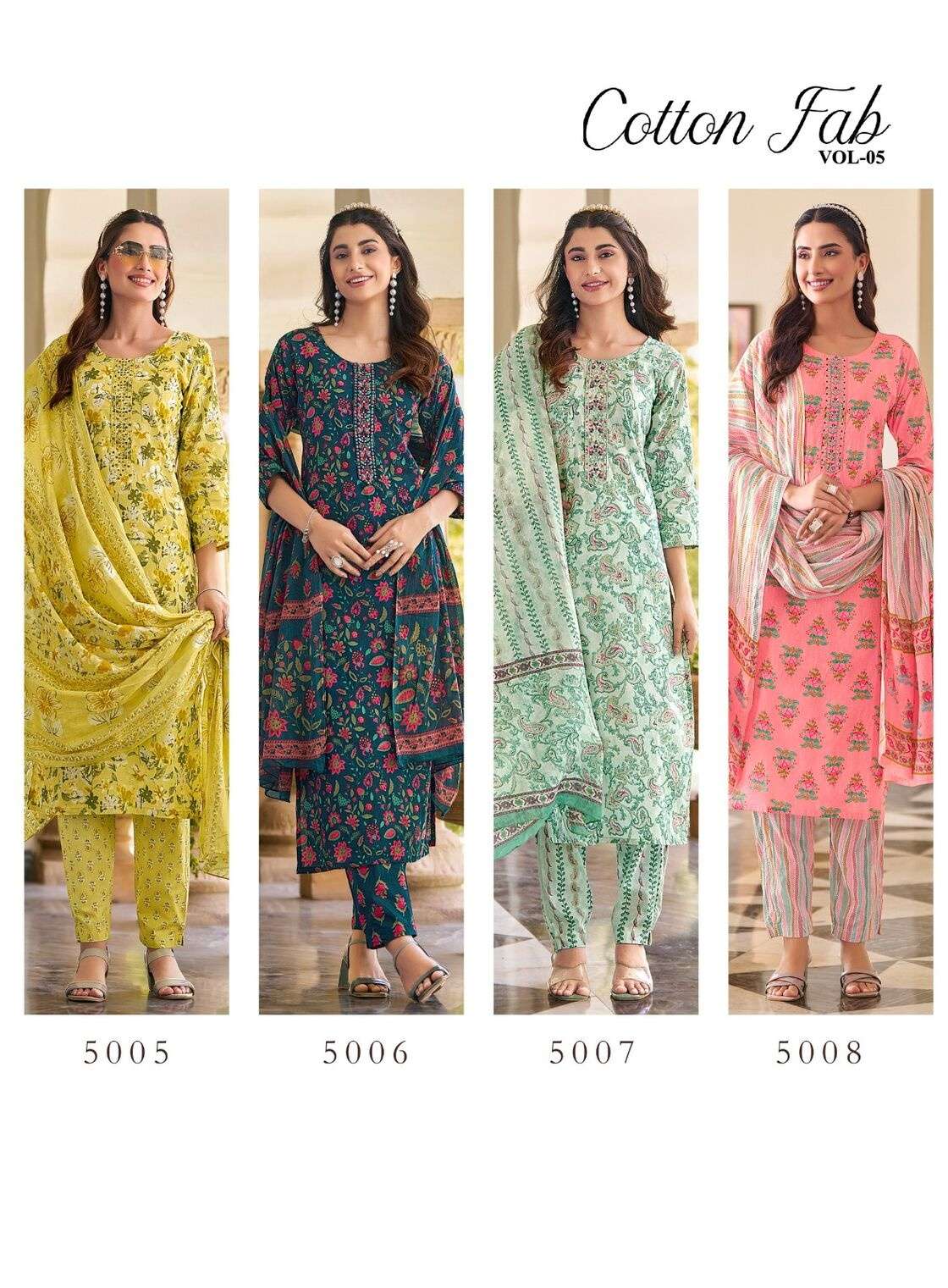 COTTON FAB VOL-5 BY RADHIKA LIFESTYLE IN PURE COTTON PRINT WITH EMBROIDERY WORK 